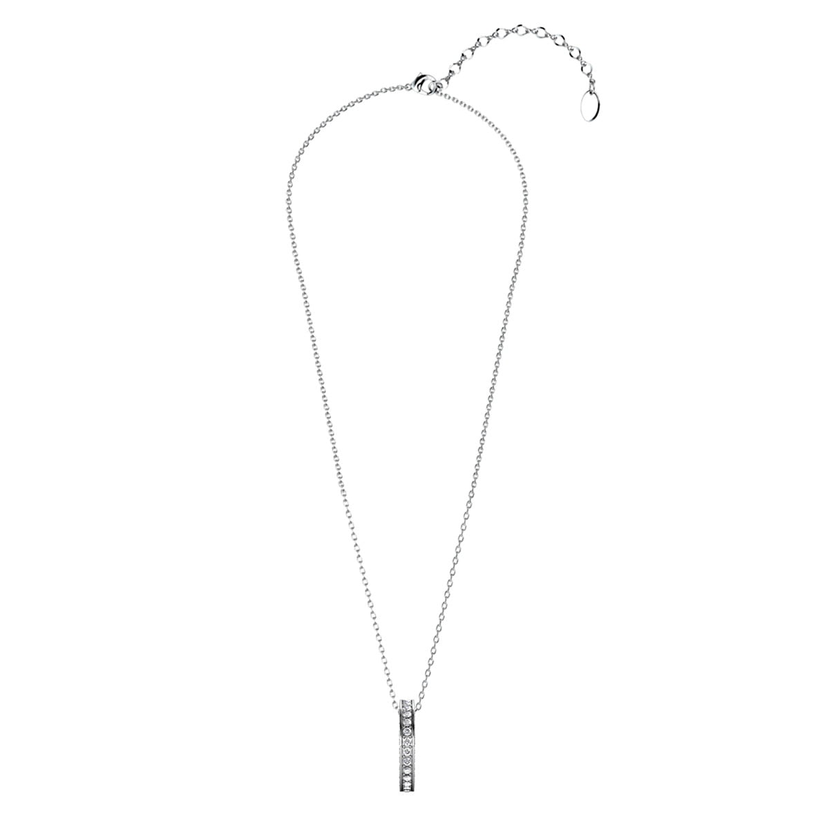 Viviana 18k White Gold Plated Hoop Pendant Necklace with Swarovski Crystals