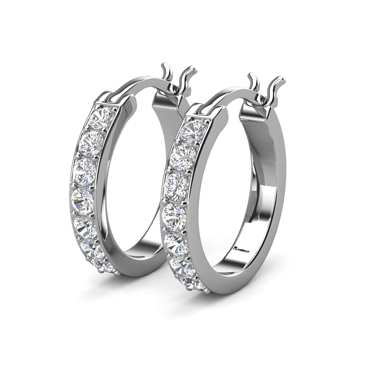 Presley 18k White Gold Plated 17mm Hoop Earrings with Swarovski Crystals