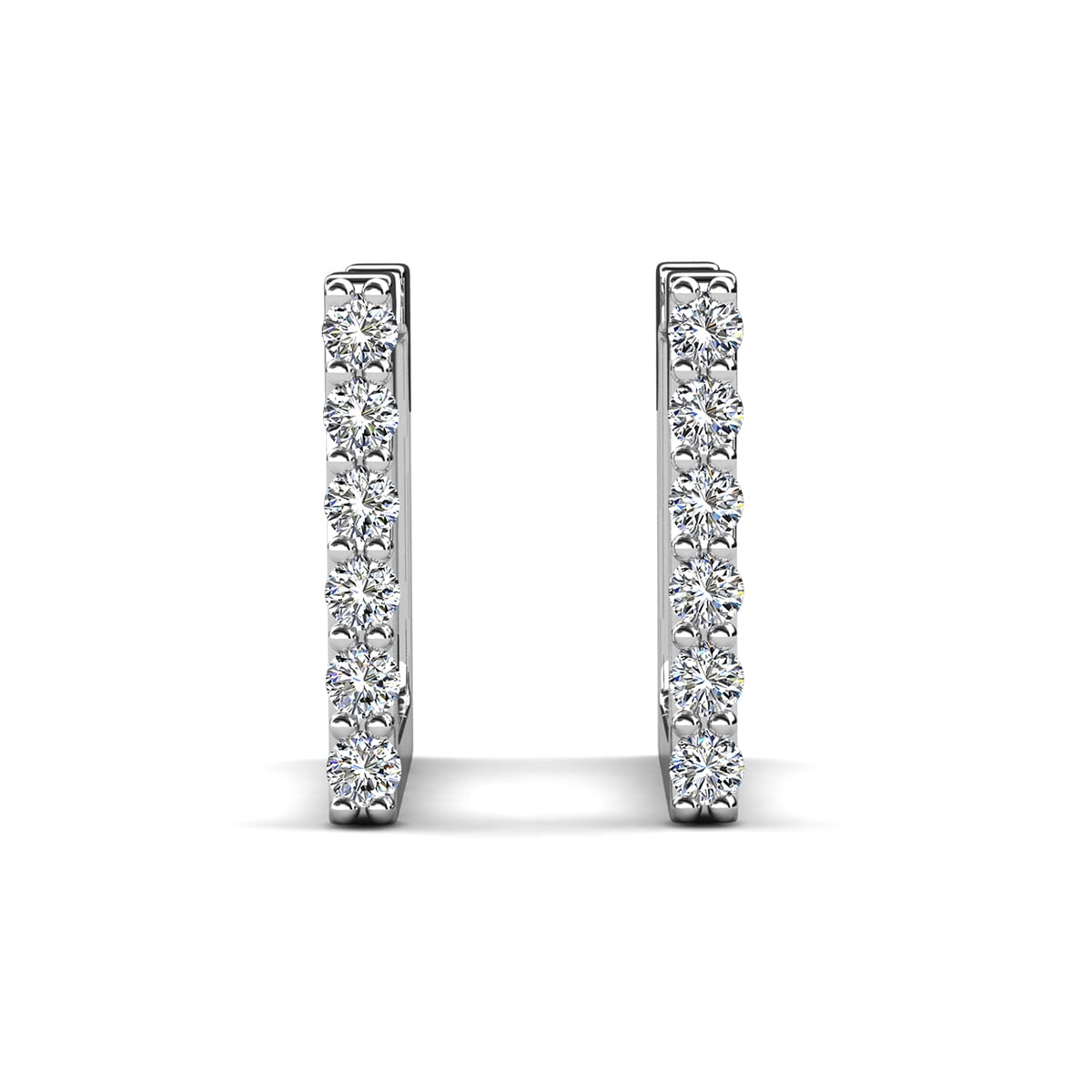Sydney 18k White Gold Plated 14mm Square Hoop Earrings with Swarovski Crystals