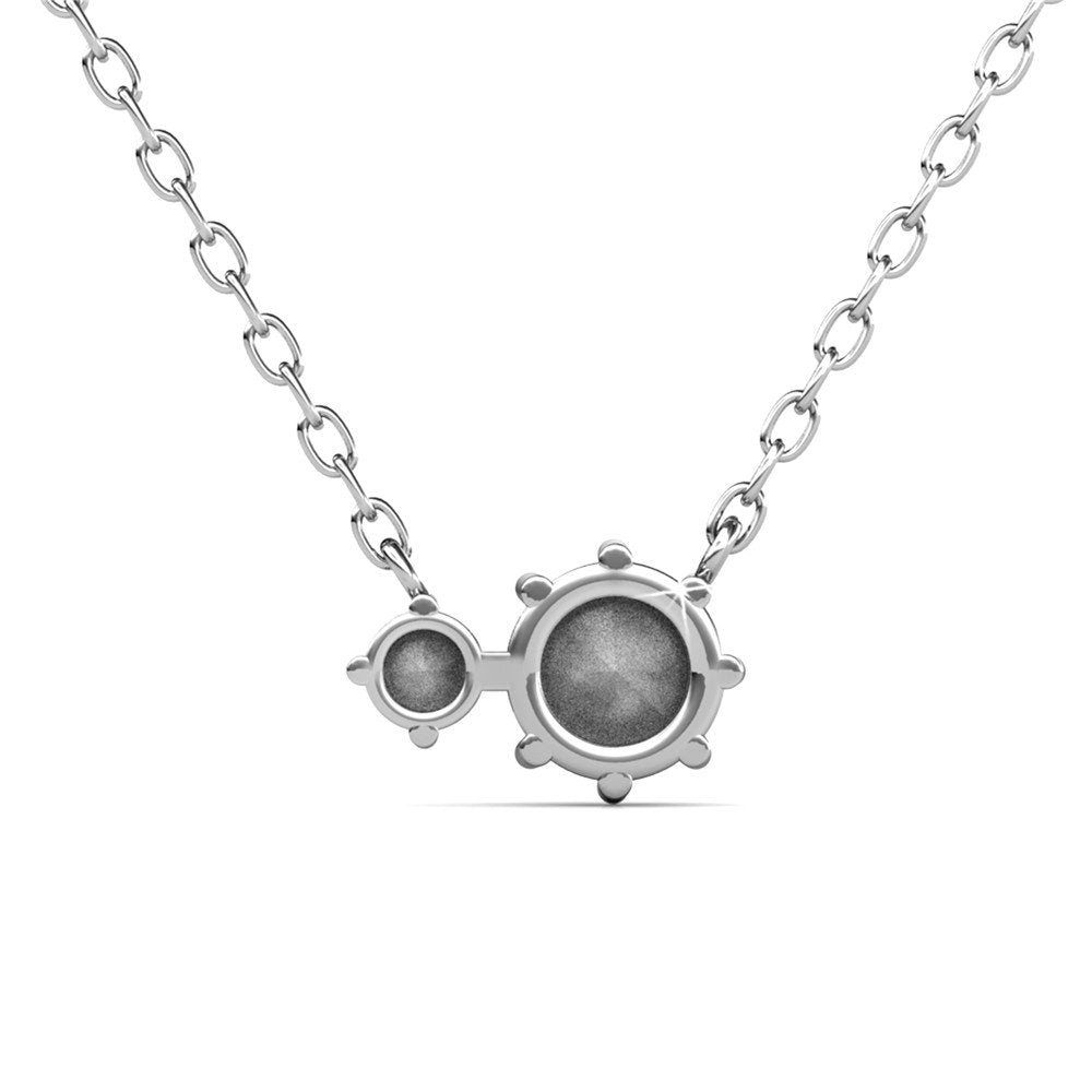 Emma 18k White Gold Plated 2-Stone Pendant Necklace with  Swarovski Crystals