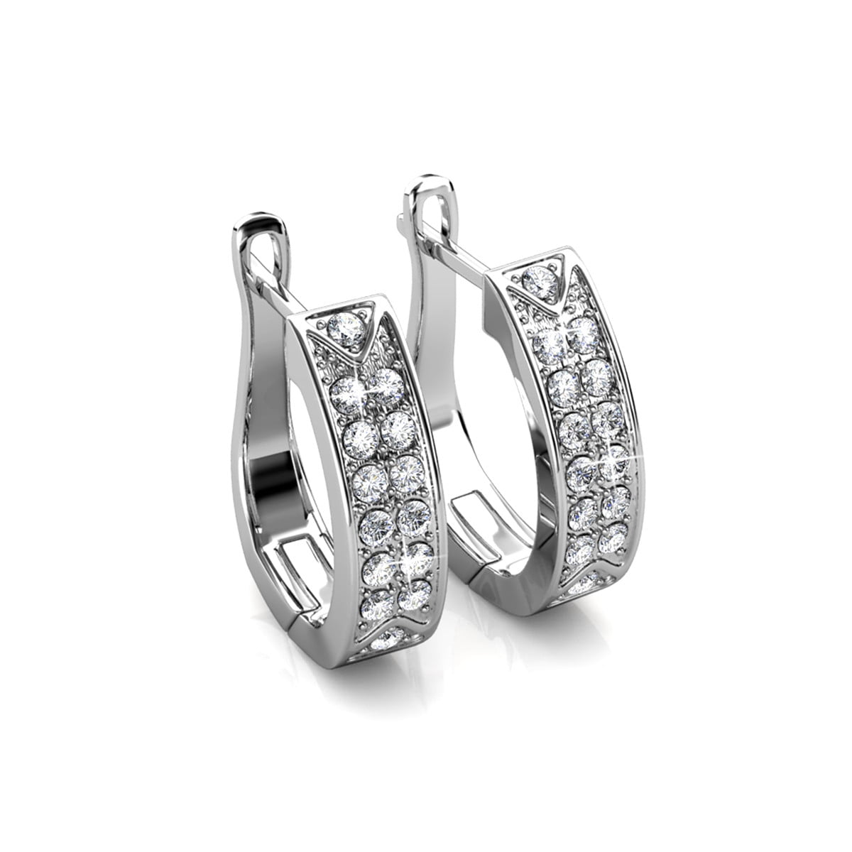 Sawyer 18k White Gold Plated 16mm Crystal Hoop Earrings with Swarovski Crystals