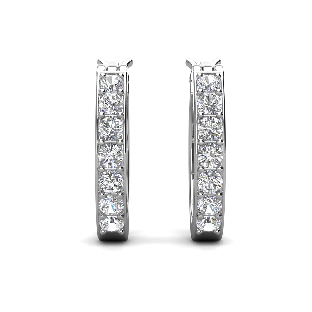 Presley 18k White Gold Plated 17mm Hoop Earrings with Swarovski Crystals