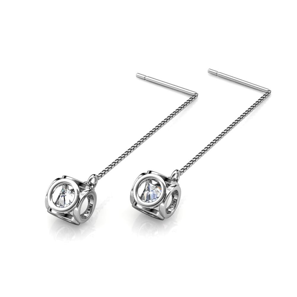 Lena 18k White Gold Dangle Earrings with Swarovski Crystals