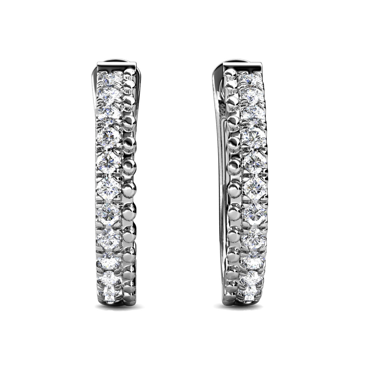 Teagan 18k White Gold Plated 19mm Hoop Earrings with Swarovski Crystals