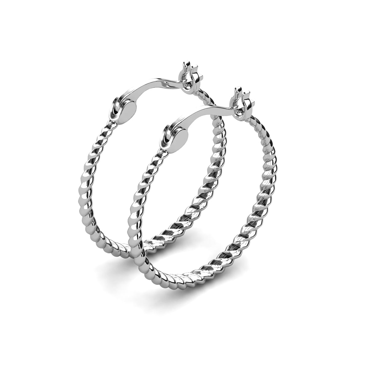 Matilda 18k White Gold Plated 25mm Twisted Hoop Earrings