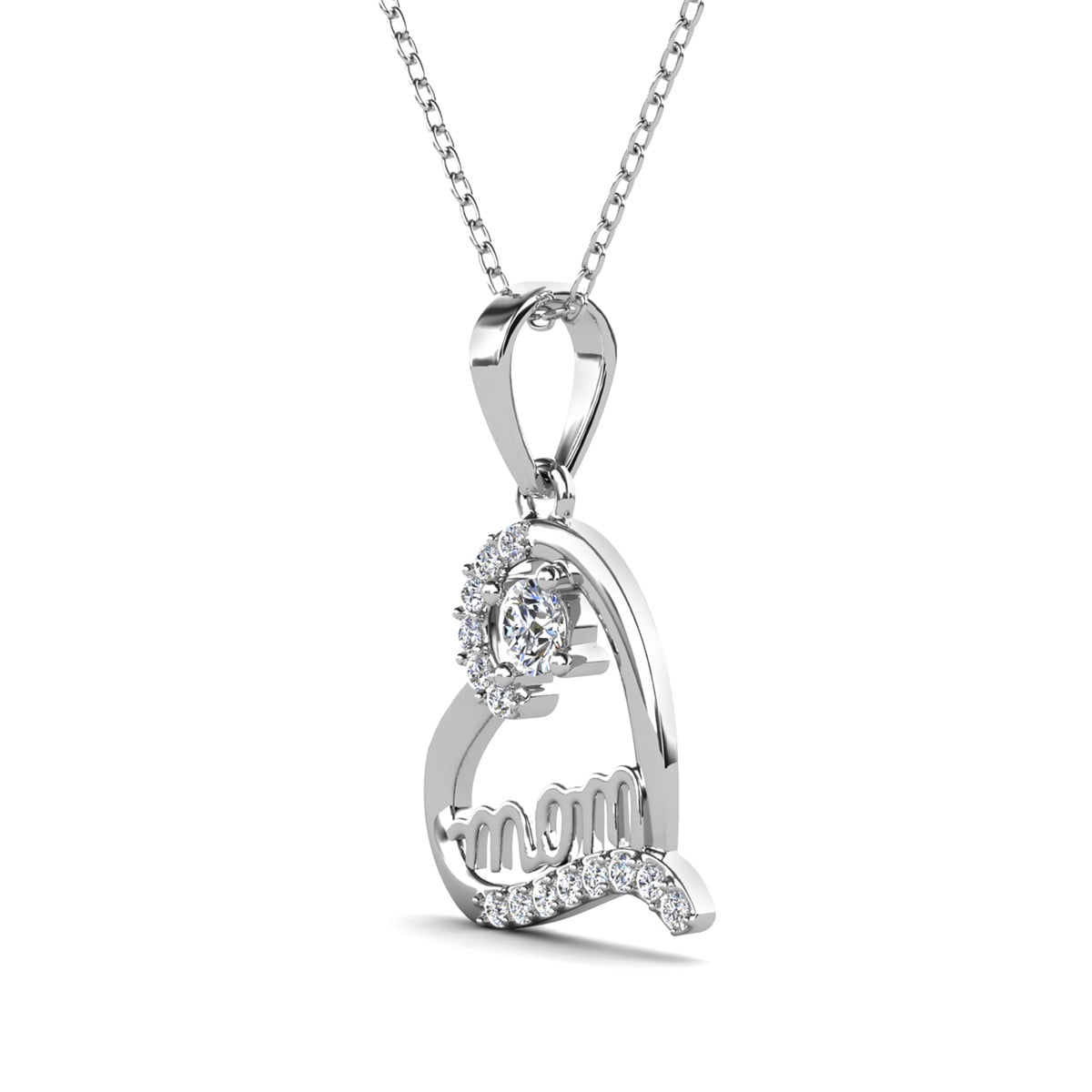 Thelma 18k White Gold Plated Necklace with Swarovski Crystals & Heartfelt Message for Mom