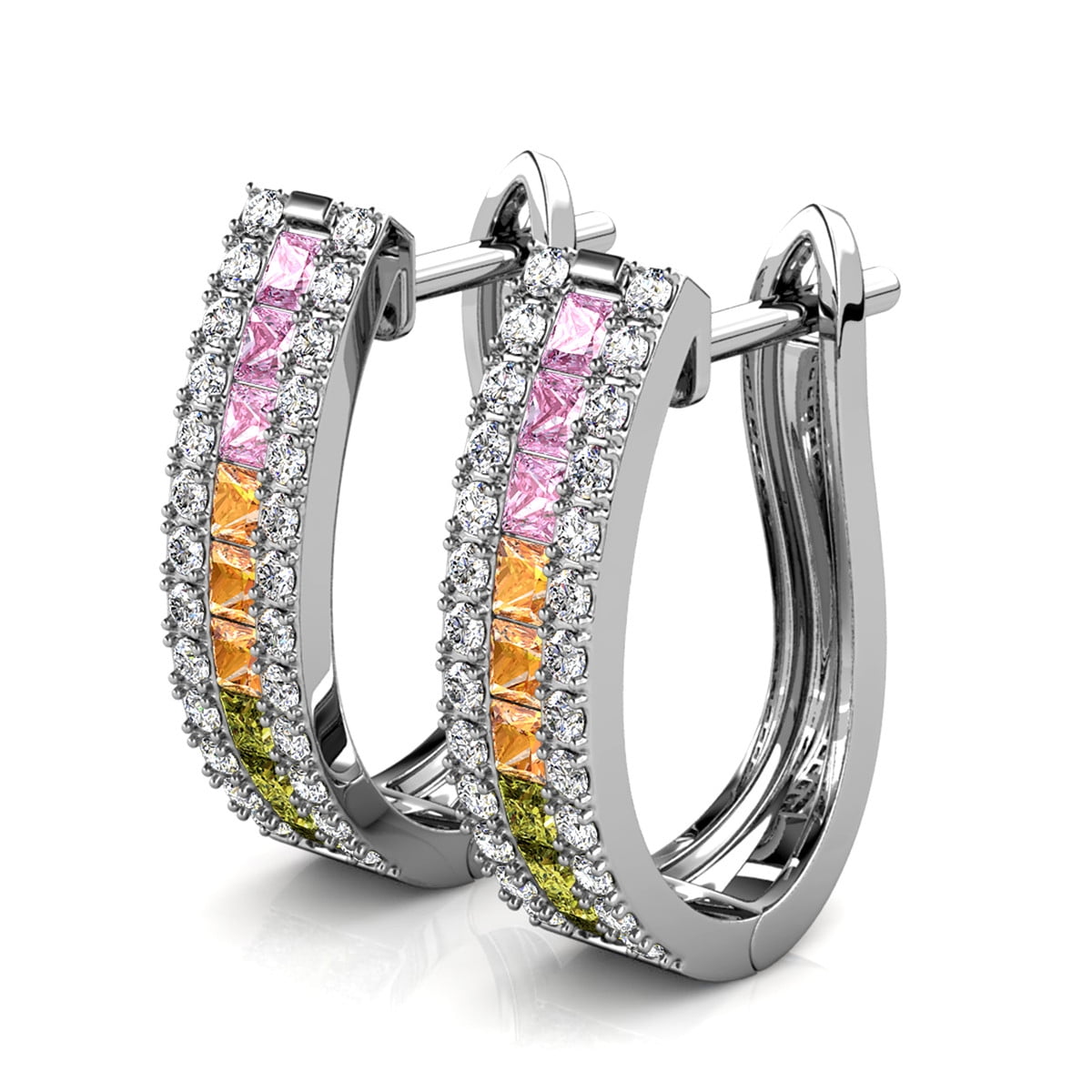 Rachel 18k White Gold Plated 19mm Hoop Earrings with Swarovski Crystals