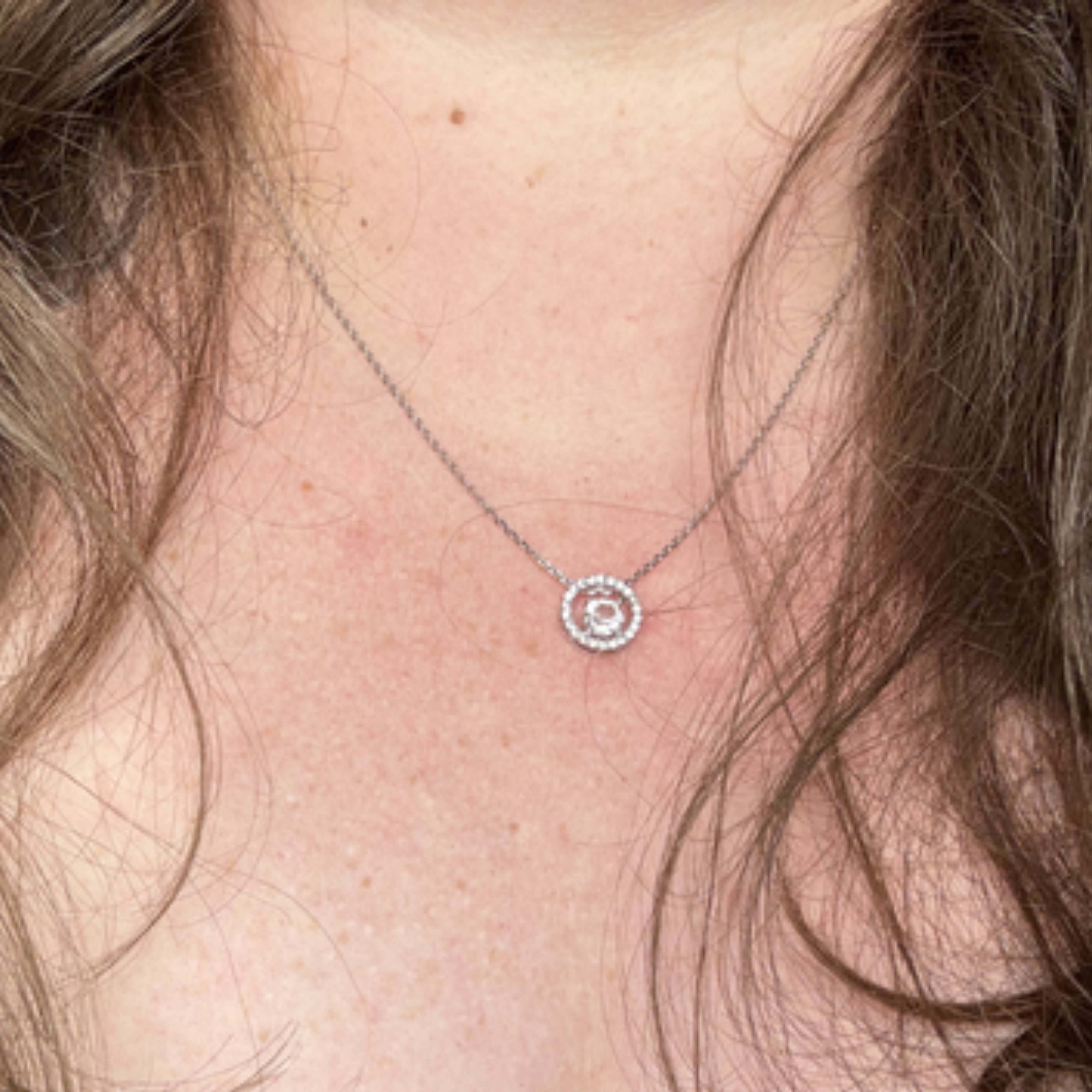 Reign 18k White Gold Plated Halo Necklace with Swarovski Crystals