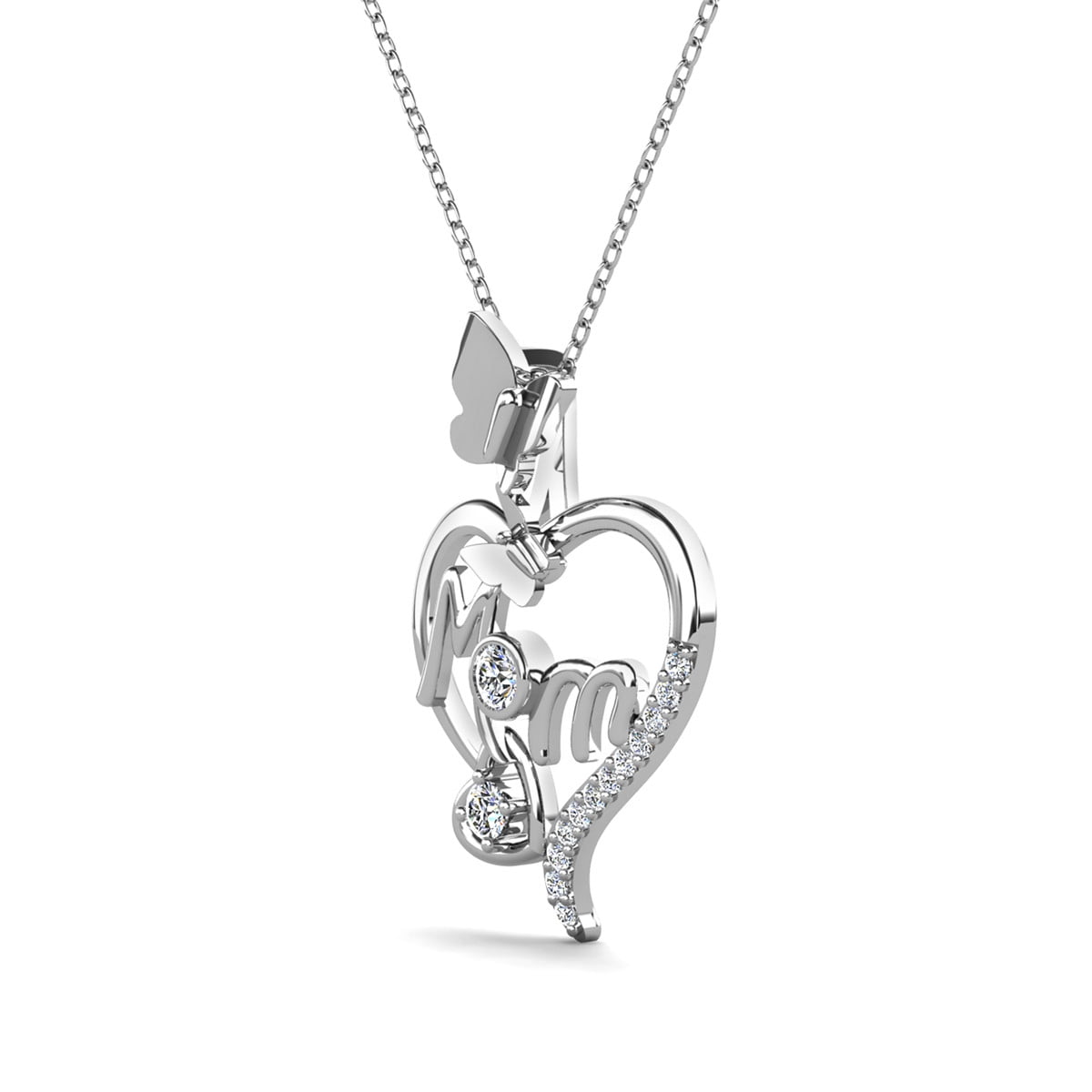 Mabel 18k White Gold Plated Necklace with Swarovski Crystals & Heartfelt Message for Mom