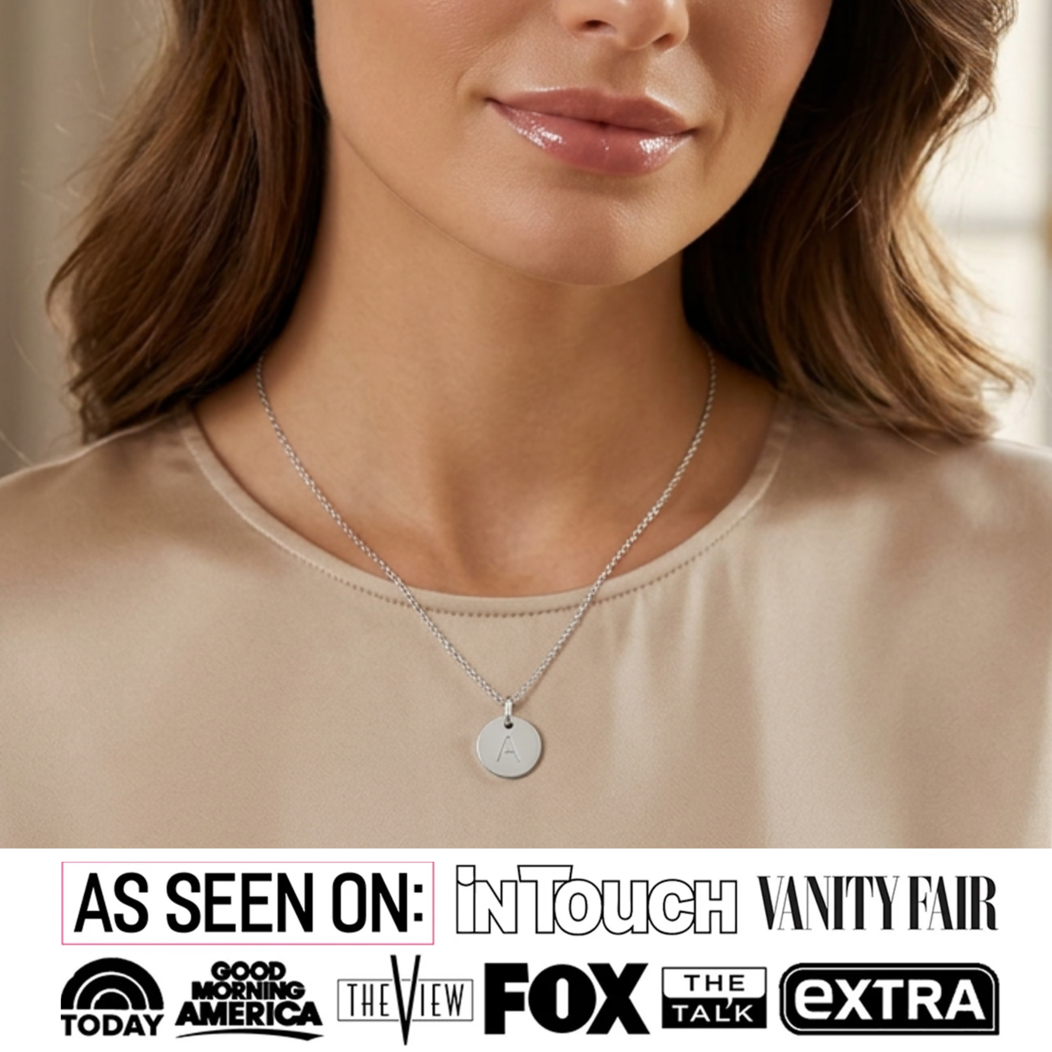 Summer Collection 18k White Gold Plated Engraved Initial Letter Pendant Necklace