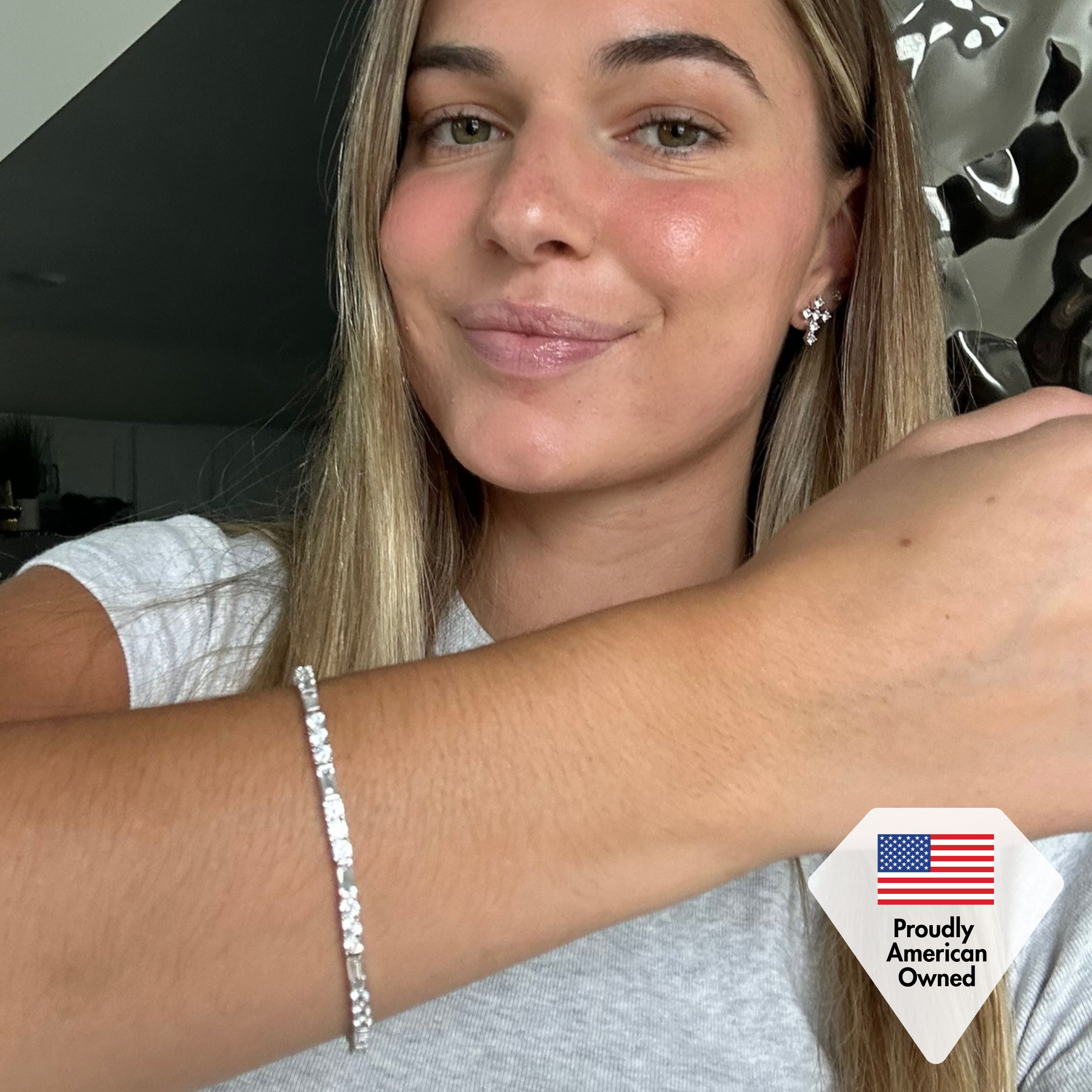 Adrianna 18k White Gold Plated Tennis Bracelet with Swarovski Crystals