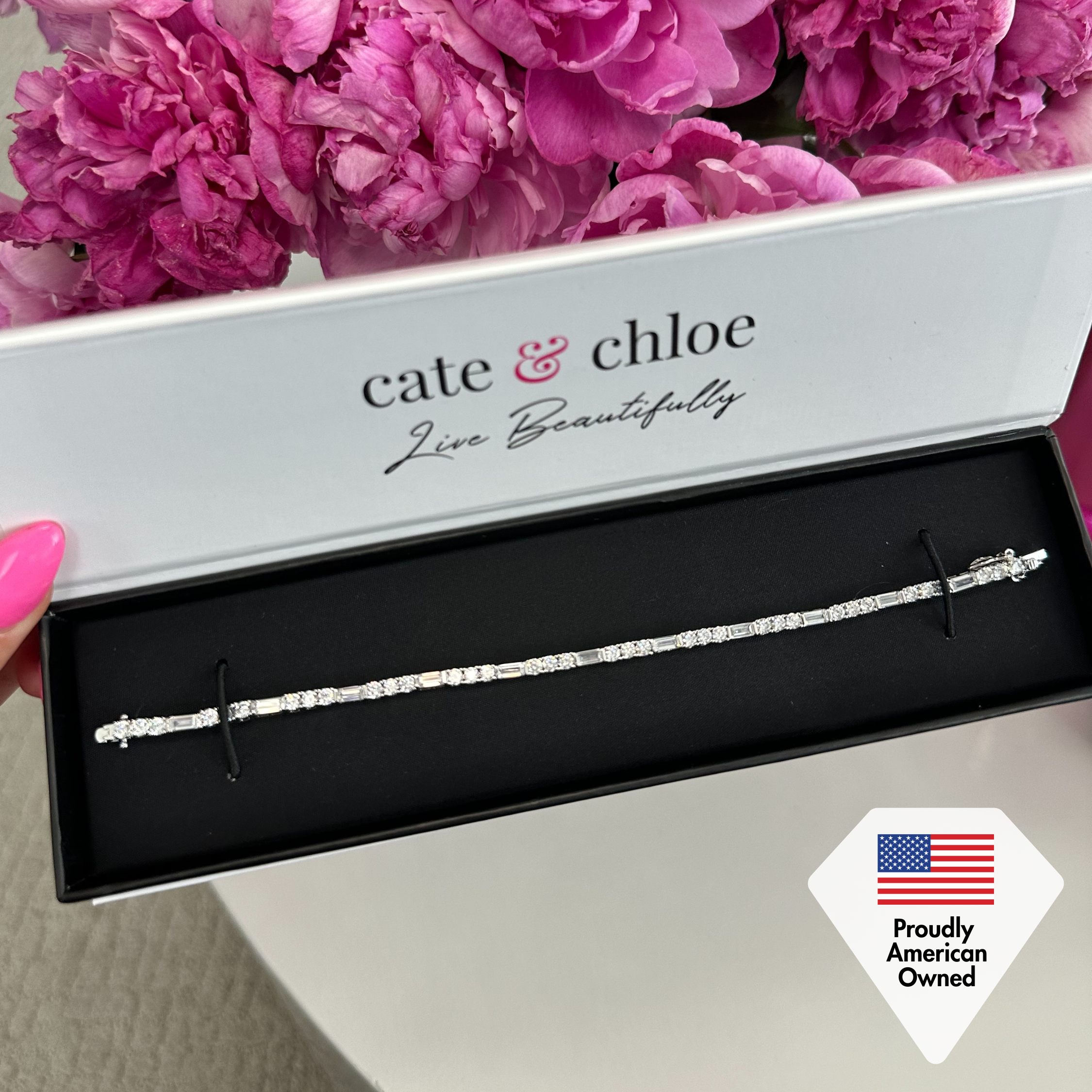 Adrianna 18k White Gold Plated Tennis Bracelet with Swarovski Crystals