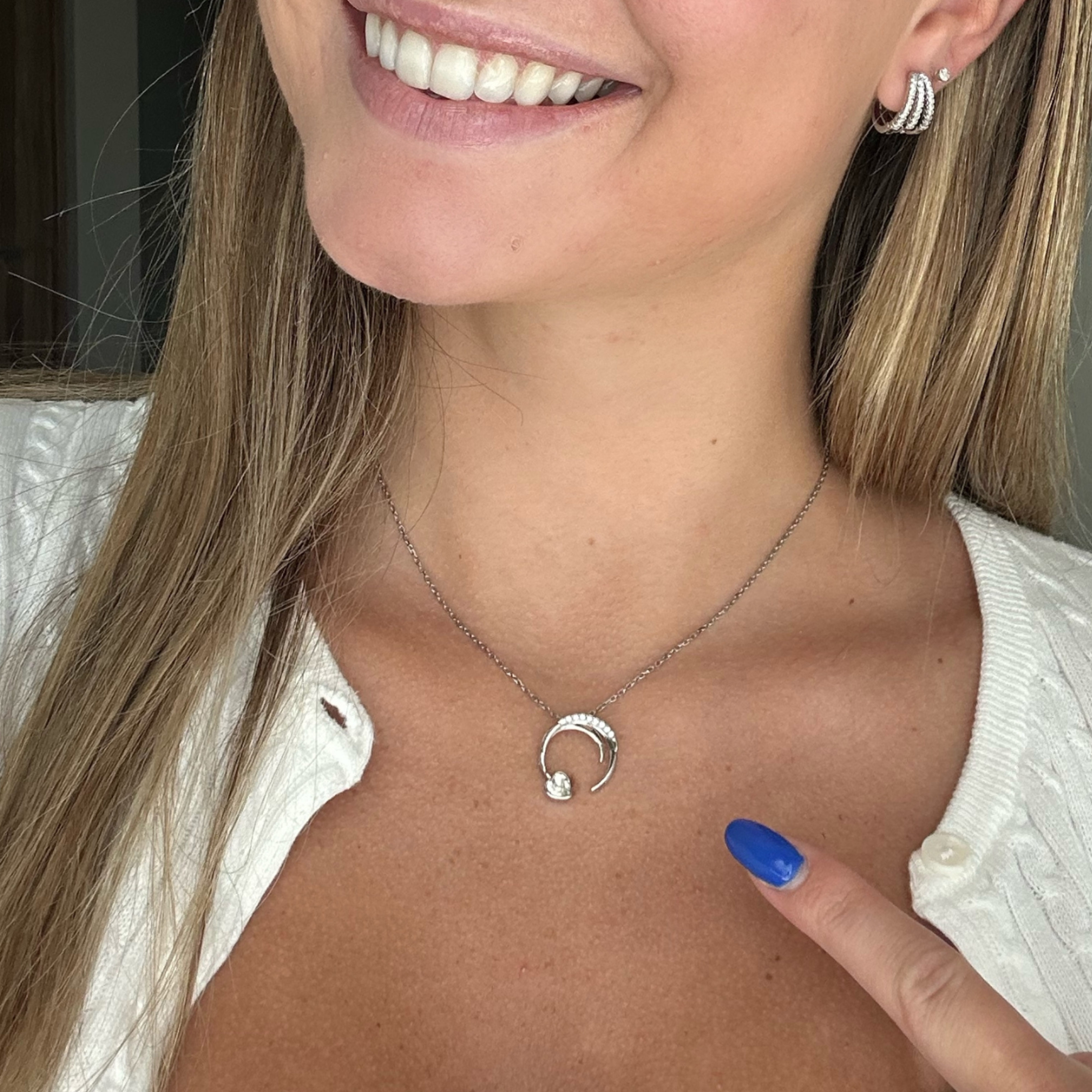 Aelin 18k White Gold Plated Crescent Heart Pendant Necklace with Swarovski Crystals - FAB FAV