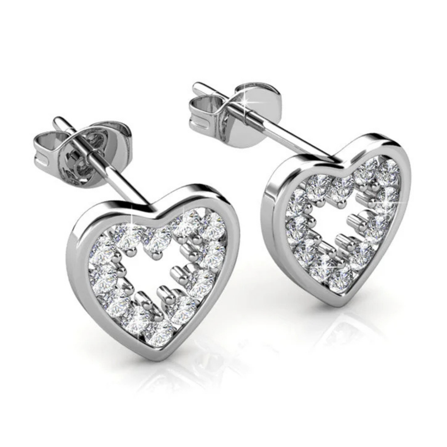 Ainsley 18k White Gold Plated Heart Earrings with Swarovski Crystals