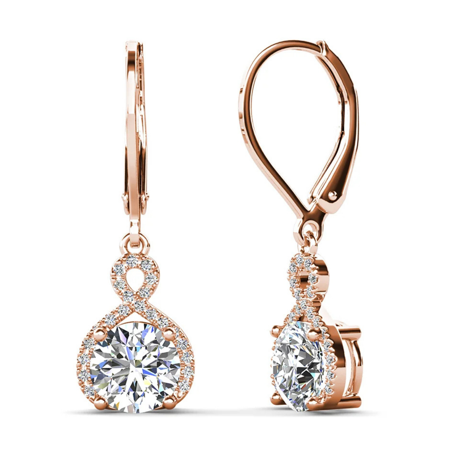 Alessandra 18k White Gold Plated Infinity Drop Earrings with Simulated Diamond Crystals