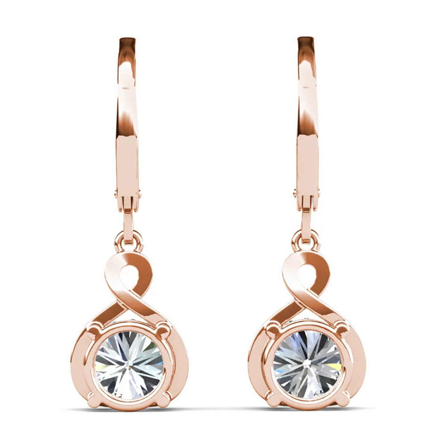 Alessandra 18k White Gold Plated Infinity Drop Earrings with Simulated Diamond Crystals