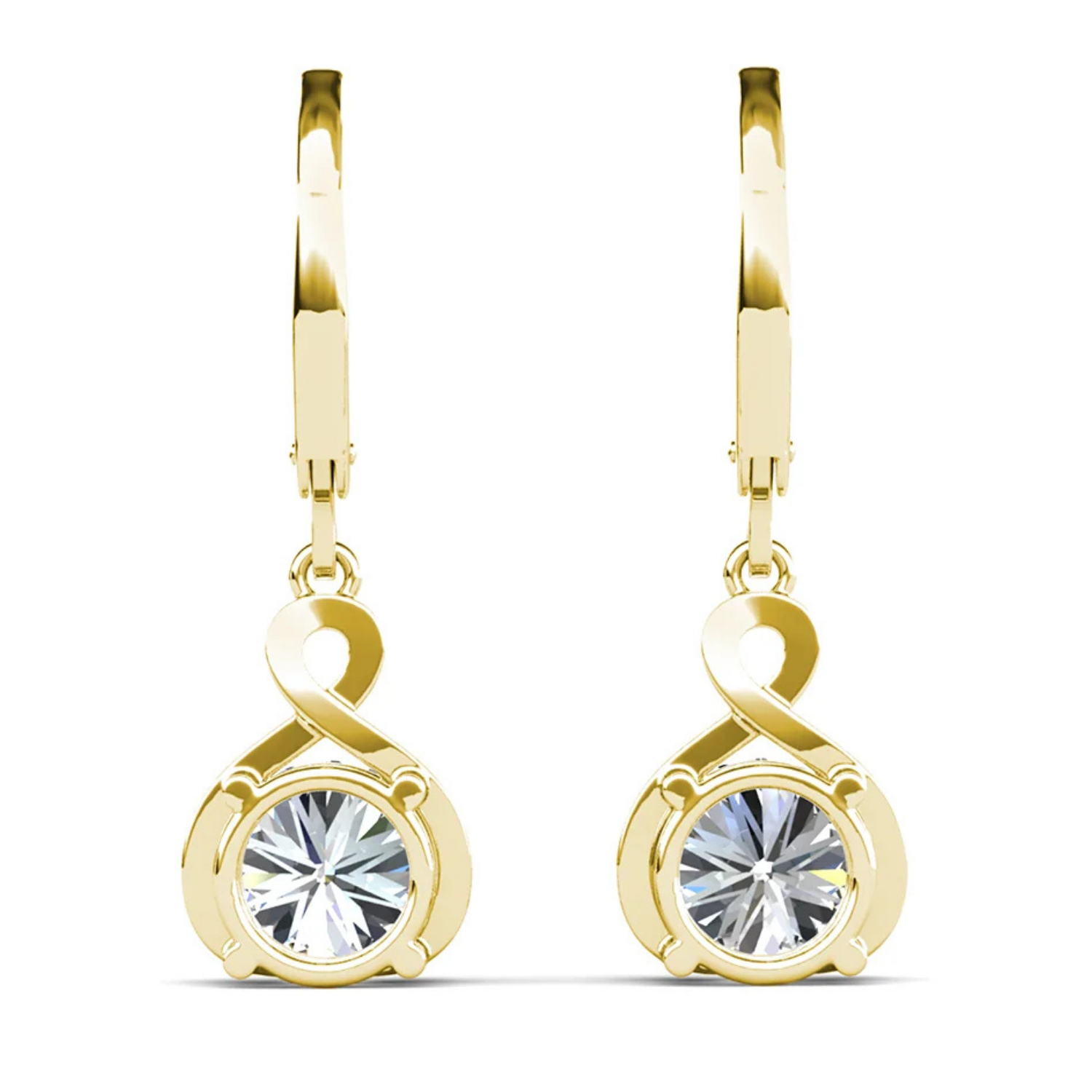 Alessandra 18k White Gold Plated Infinity Drop Earrings with Simulated Diamond Crystals
