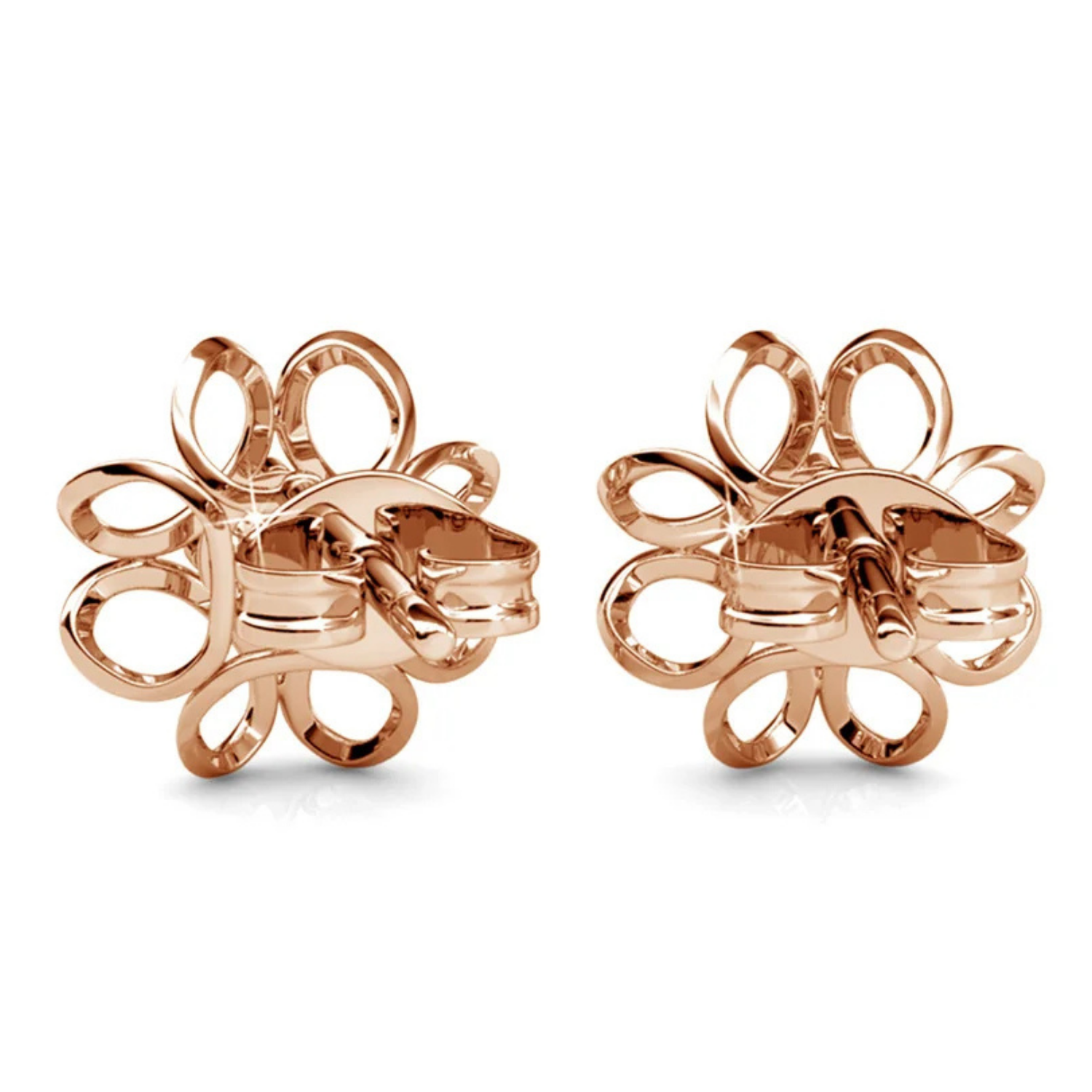 Aretes Alexis de Flor Chapados en Oro Blanco de 18k con Cristales Swarovski