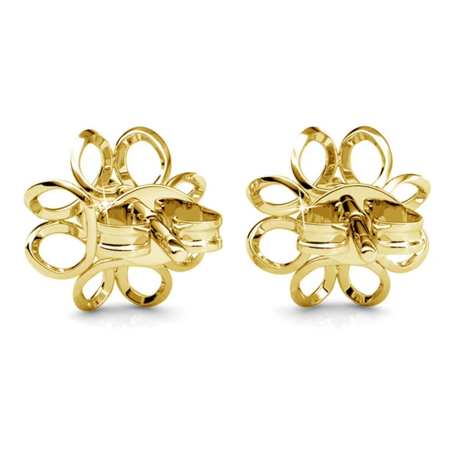Aretes Alexis de Flor Chapados en Oro Blanco de 18k con Cristales Swarovski