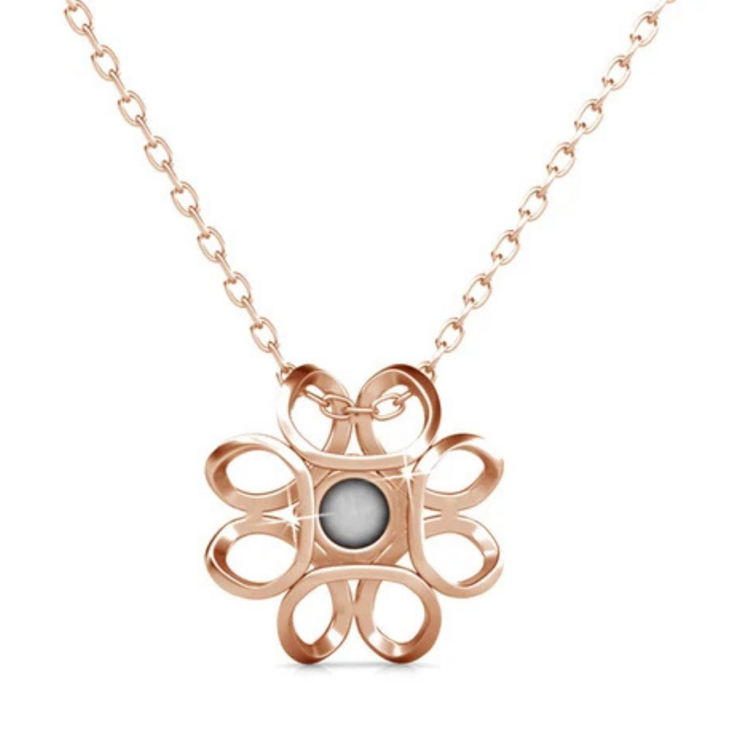 Alexis Collar con Colgante de Flor Chapado en Oro Blanco de 18k con Cristales Swarovski