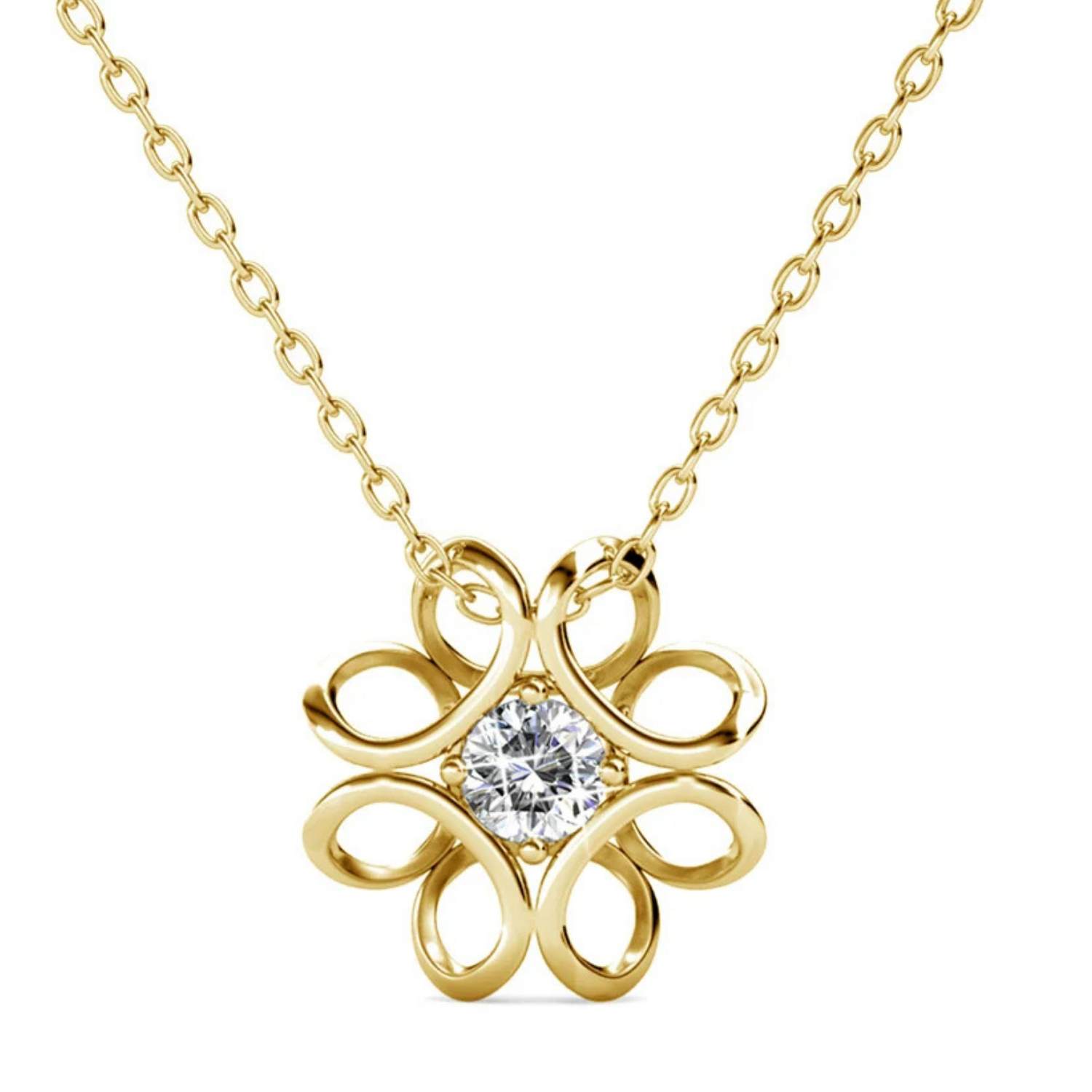 Alexis Collar con Colgante de Flor Chapado en Oro Blanco de 18k con Cristales Swarovski