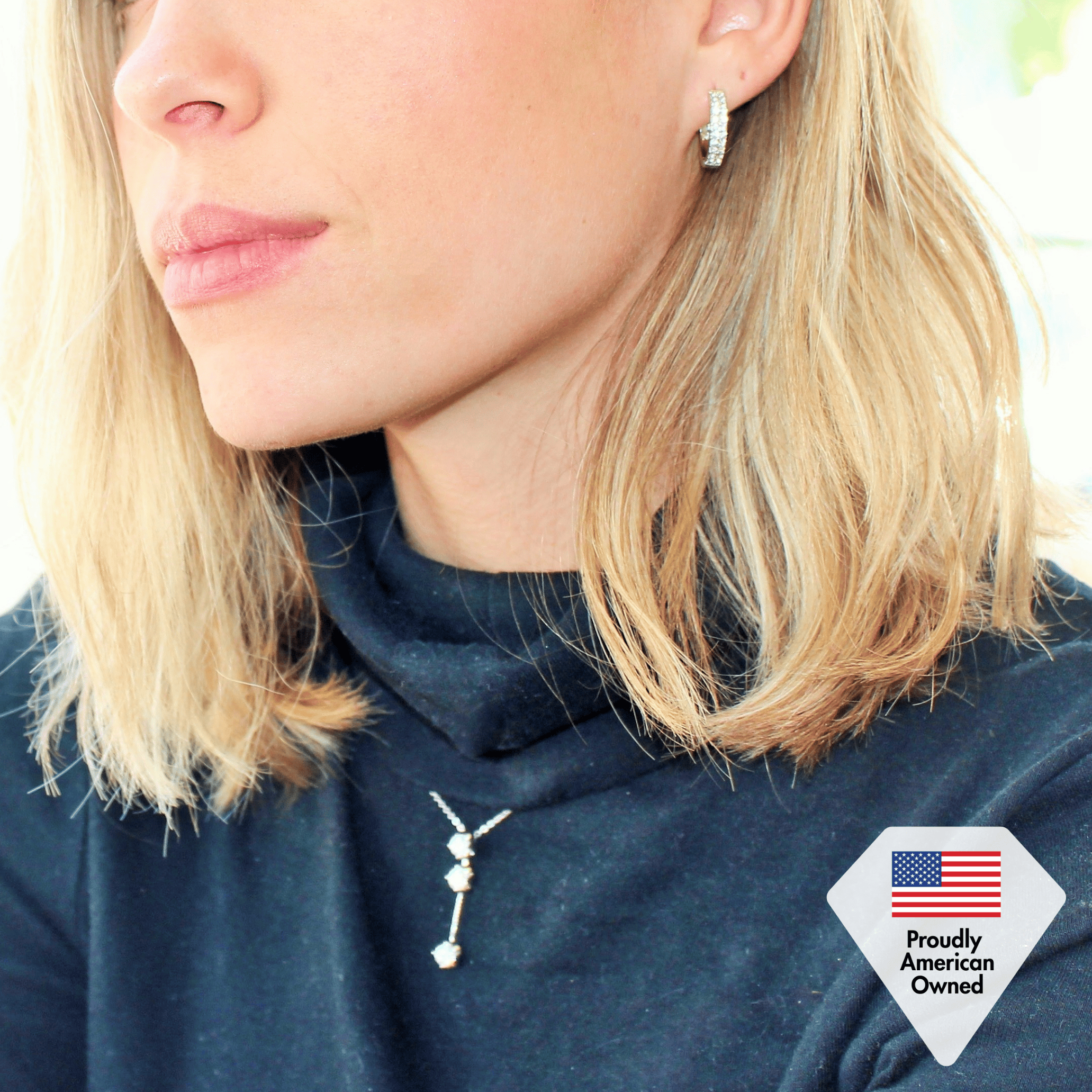 Alice 18k White Gold Plated 17mm Hoop Earrings with Swarovski Crystals