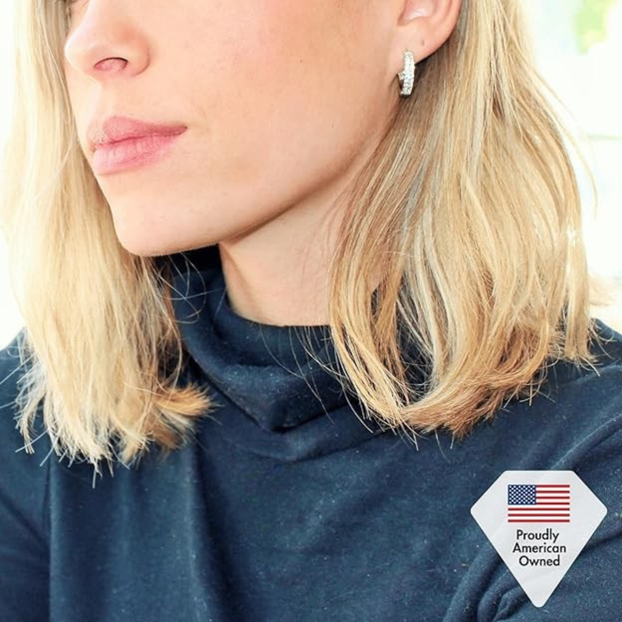 Alice 18k White Gold Plated 17mm Hoop Earrings with Swarovski Crystals