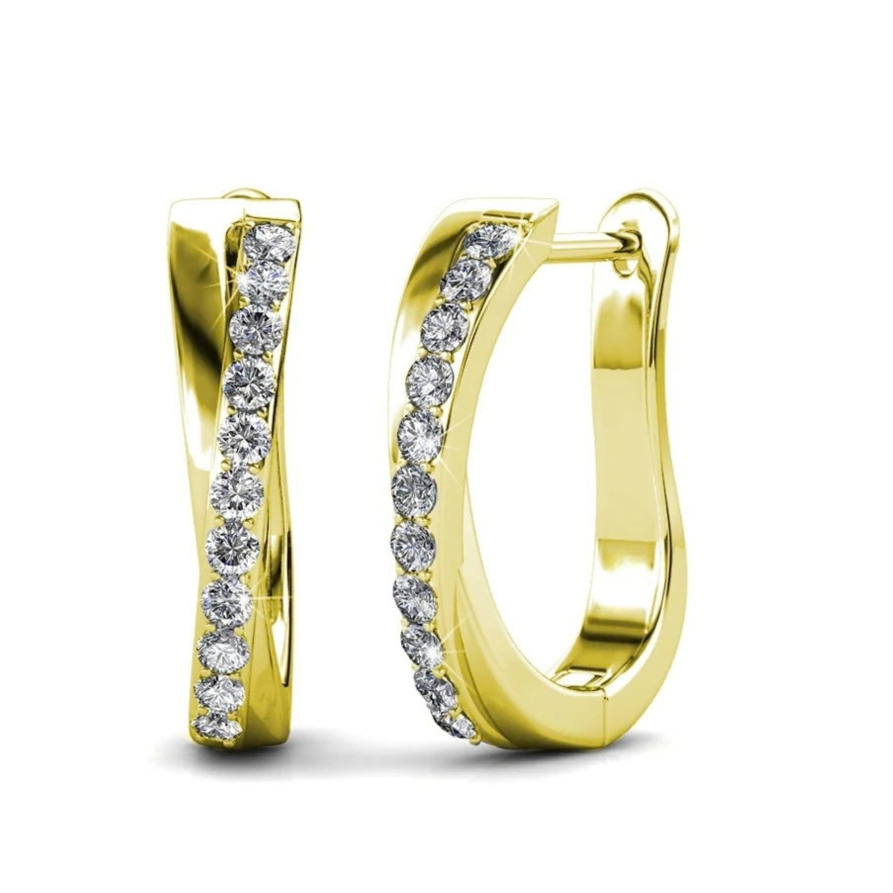 Amaya 18k White Gold Plated 16mm Twisted Hoop Earrings with Swarovski Crystals
