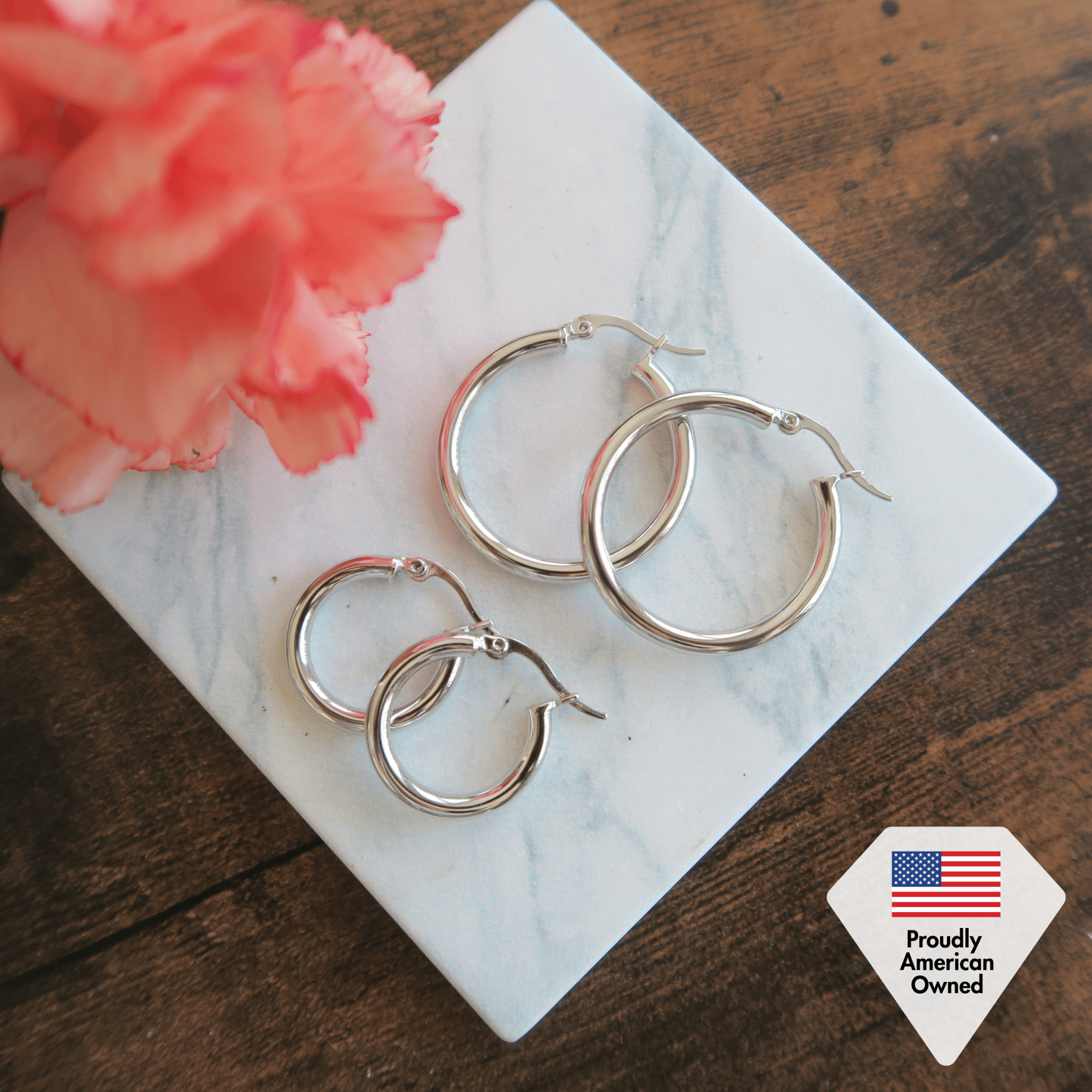 Amy 18k White Gold Plated 20mm/30mm Hoop Earrings