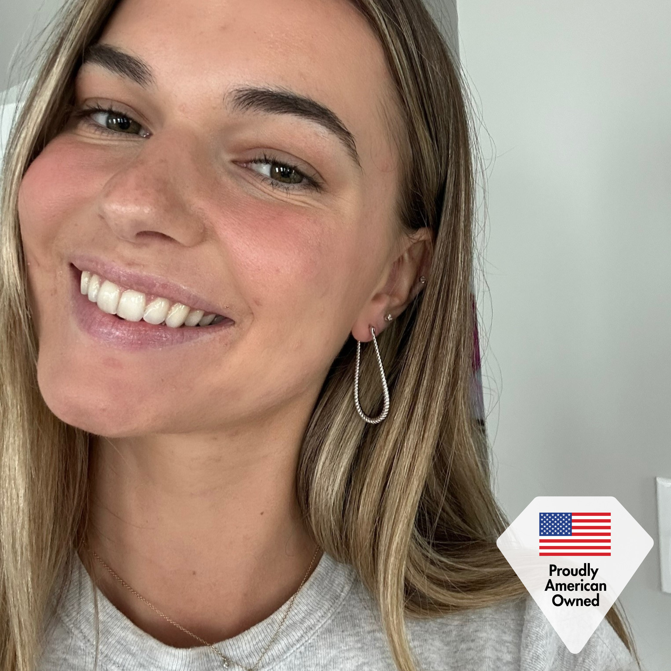 Angelica 18k White Gold Plated 45mm Twisted U-Shaped Hoop Earrings - Holiday Deal