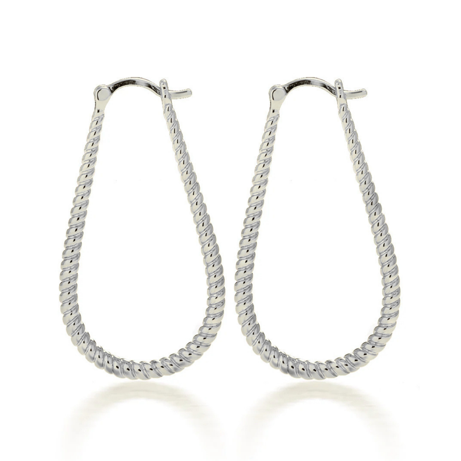 Angelica 18k White Gold Plated 45mm Twisted U-Shaped Hoop Earrings