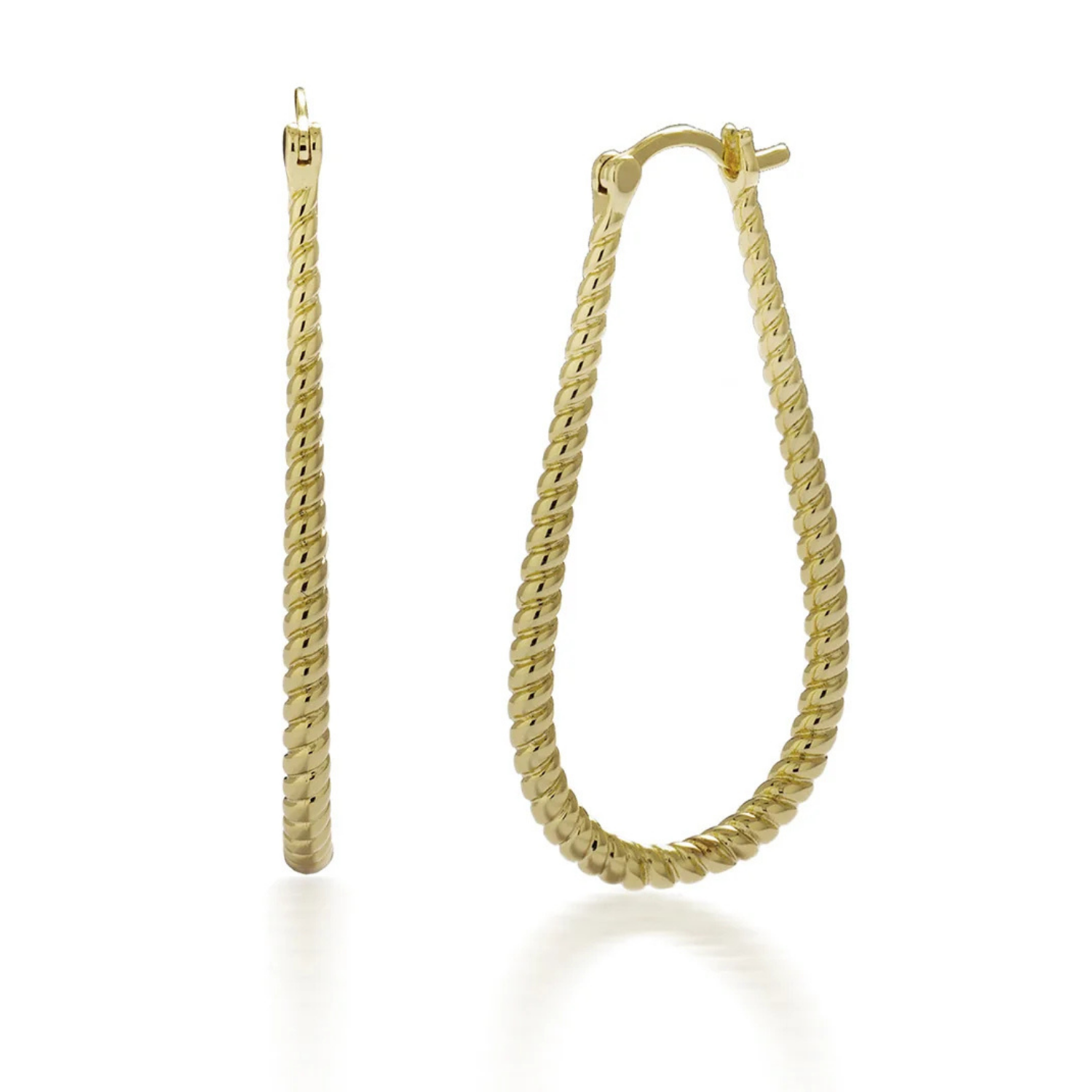 Angelica 18k White Gold Plated 45mm Twisted U-Shaped Hoop Earrings