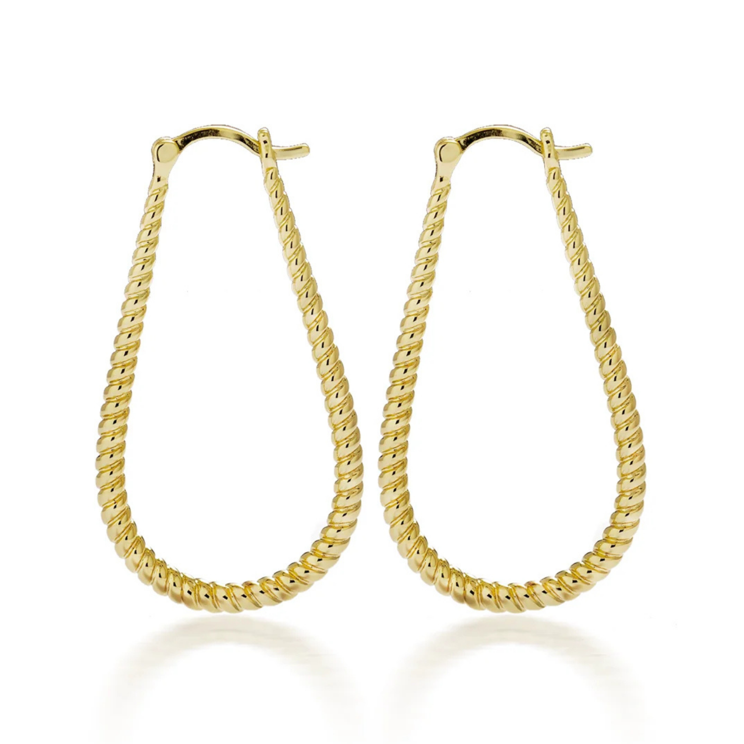 Angelica 18k White Gold Plated 45mm Twisted U-Shaped Hoop Earrings