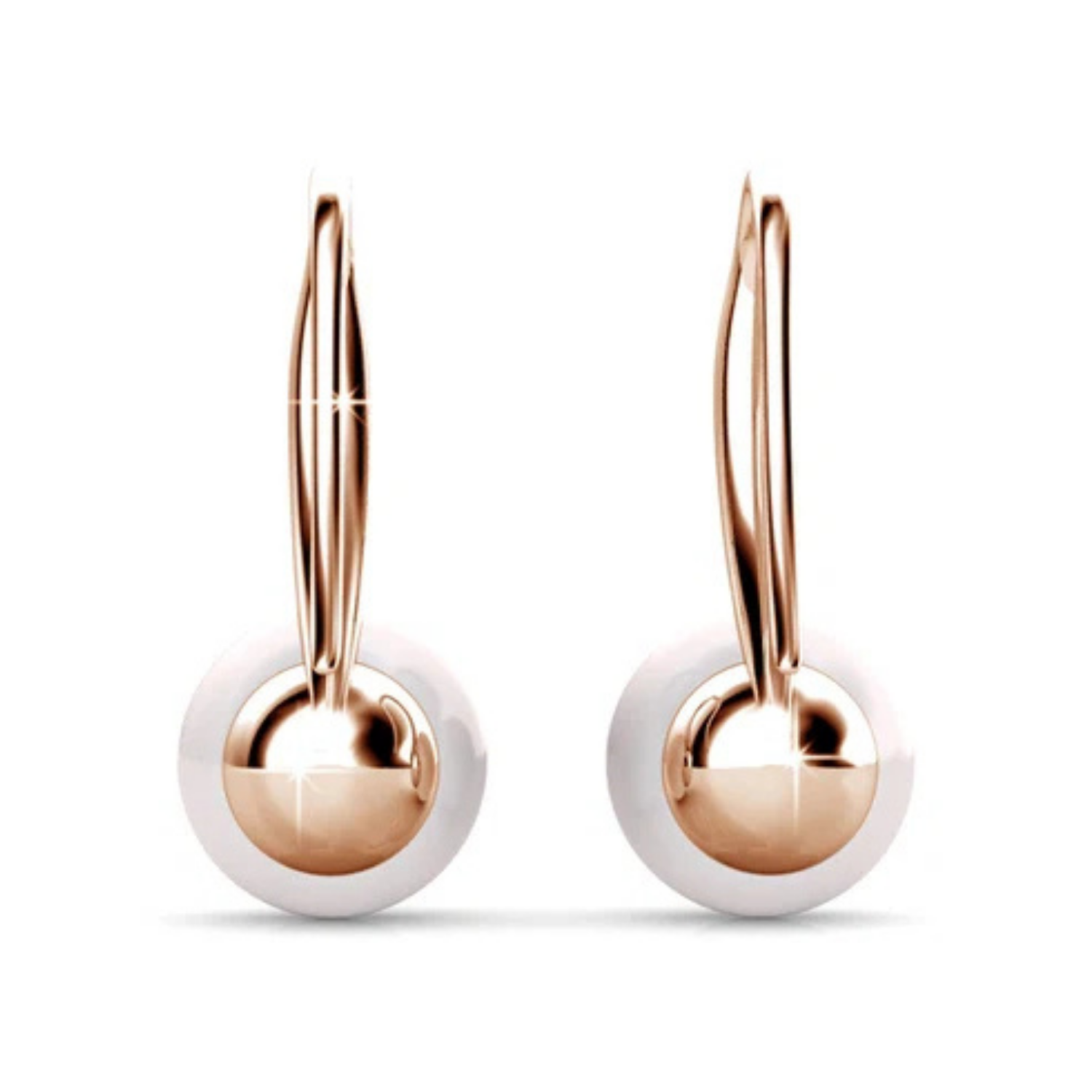 Ann 18k White Gold Freshwater Pearl Drop Earrings with Swarovski Crystals