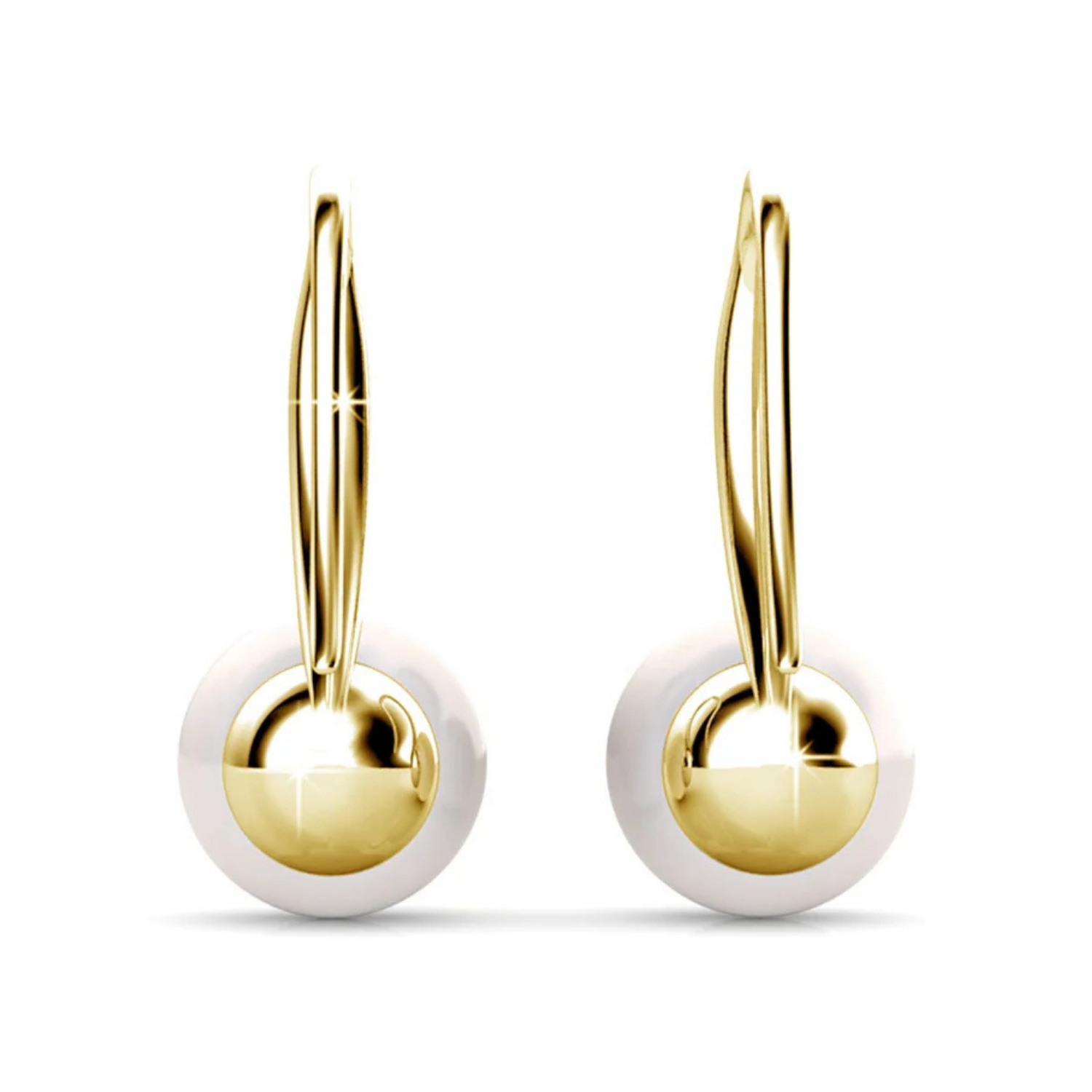 Ann 18k White Gold Freshwater Pearl Drop Earrings with Swarovski Crystals