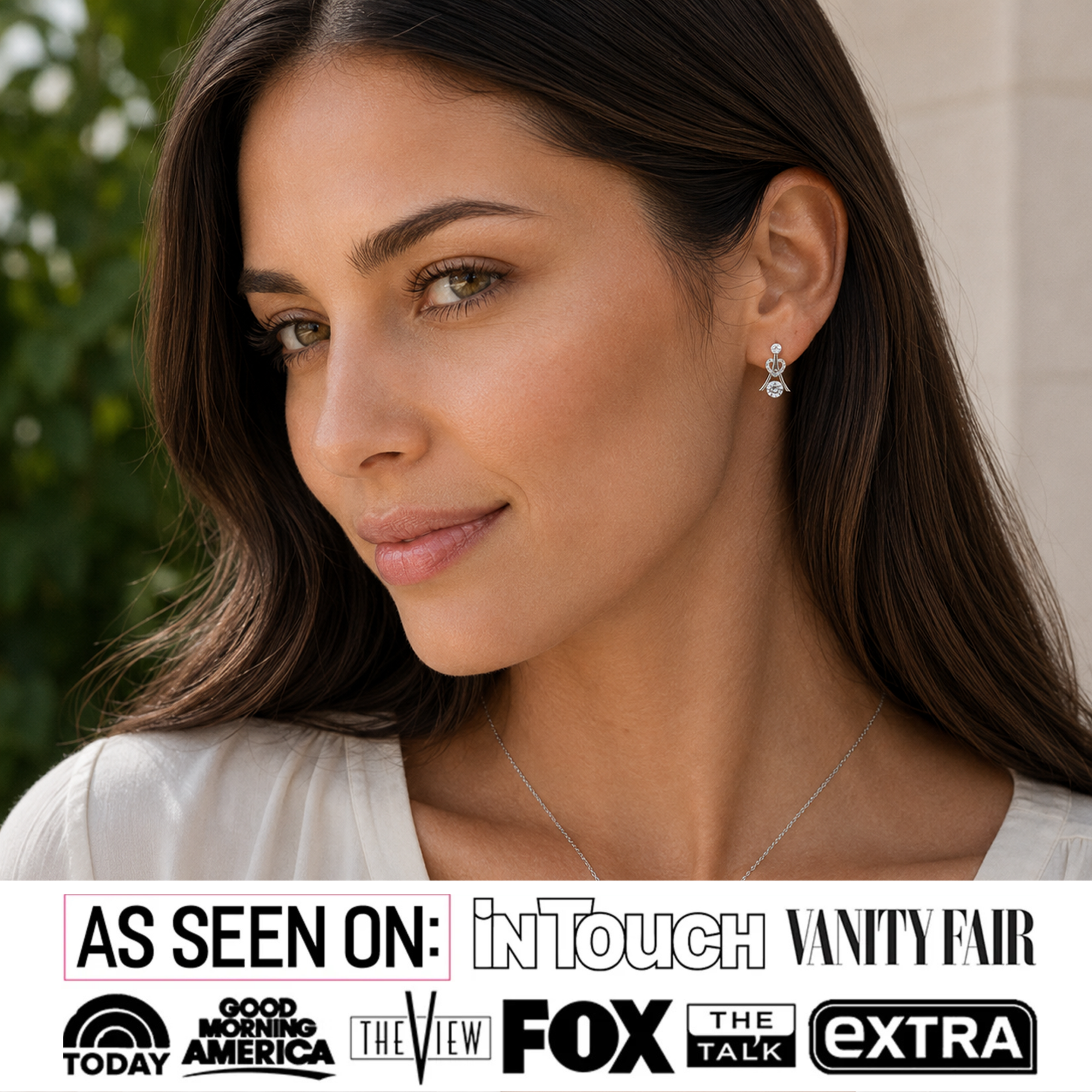 Aretes Serenity con Piedra Natal Chapados en Oro Blanco de 18k con Cristales de Talla Redonda