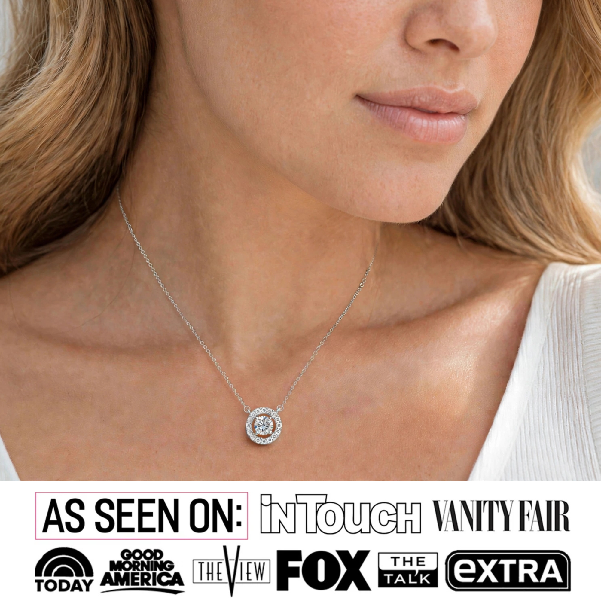 Royal Birthstone 18k White Gold Plated Halo Necklace with Round Cut Swarovski Crystals