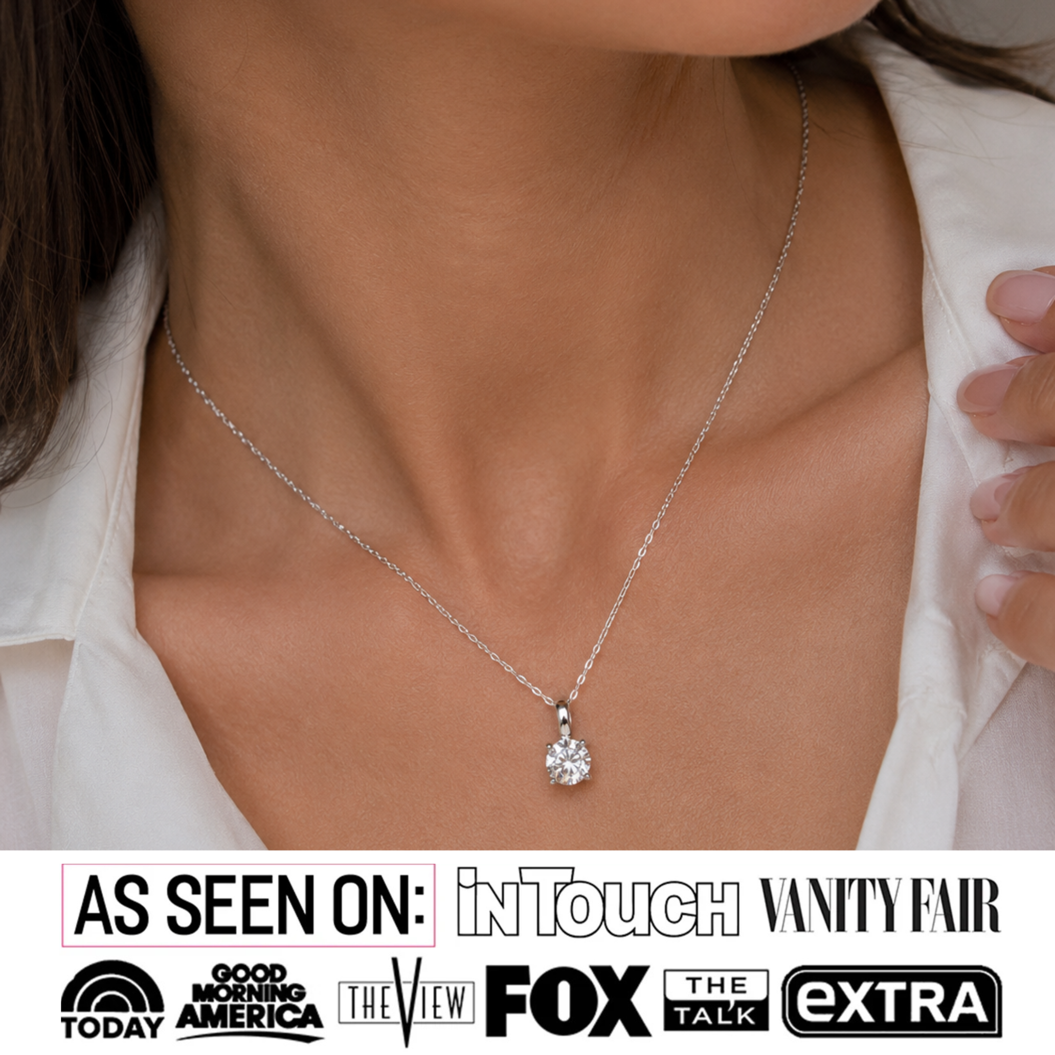 Araylia 18k White Gold Plated Necklace with Solitaire Round Cut Swarovski Crystal