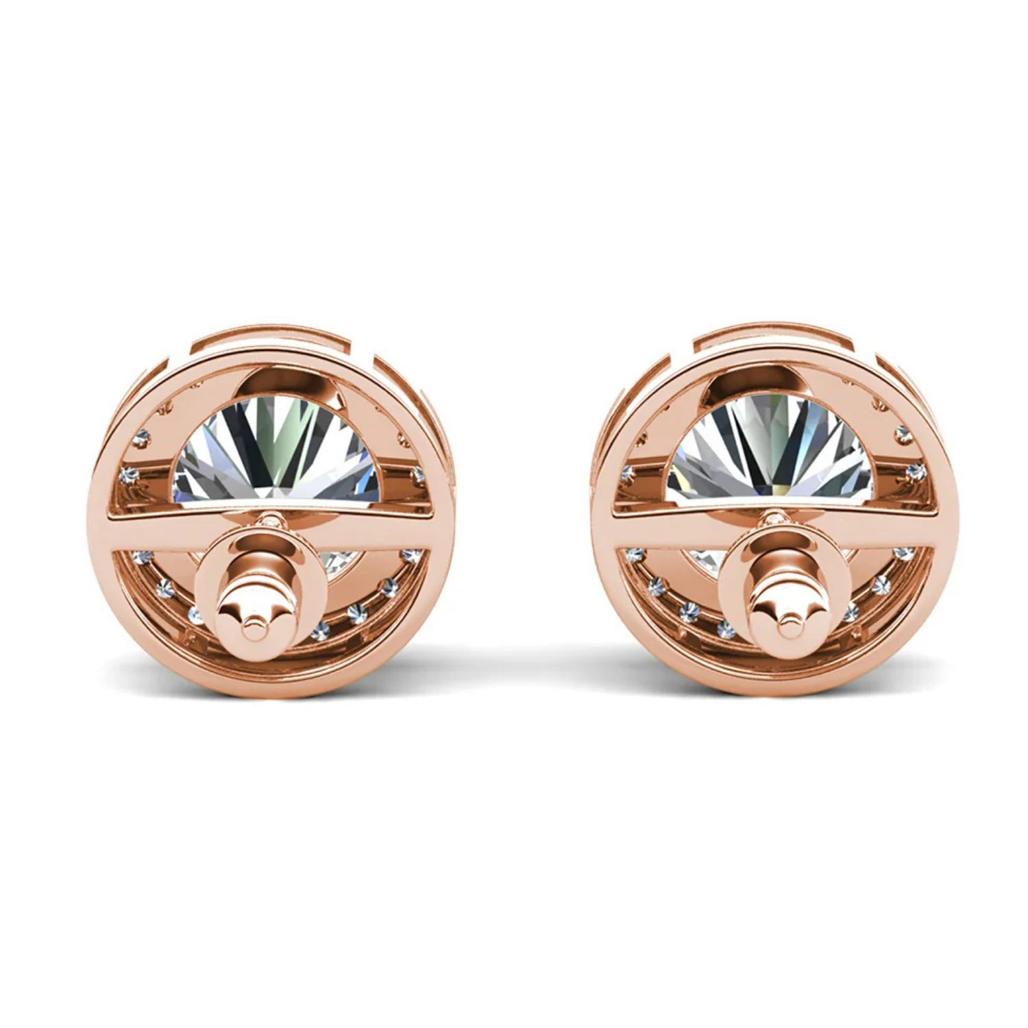 Ariel 18k White Gold Plated Halo Stud Earrings with Simulated Diamond Crystals