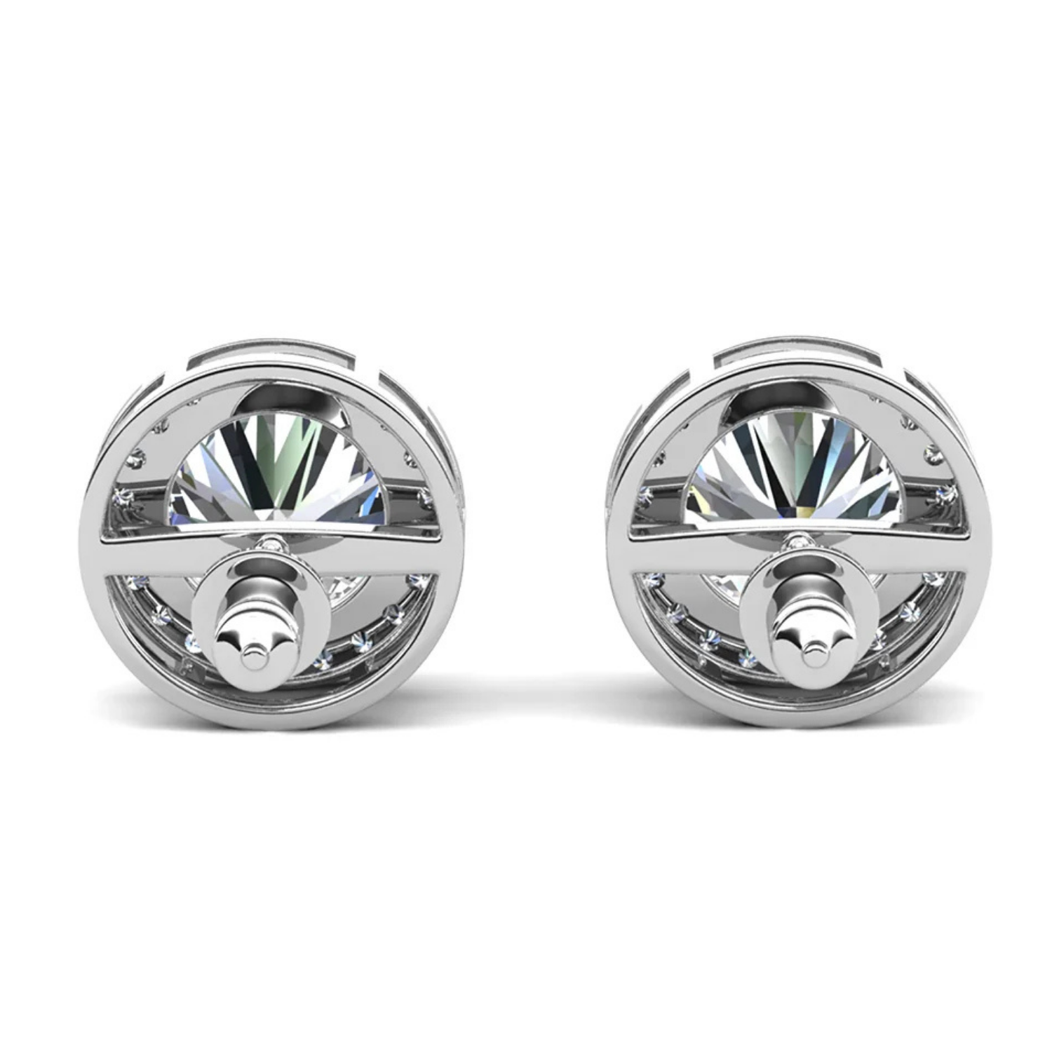 Ariel 18k White Gold Plated Halo Stud Earrings with Simulated Diamond Crystals