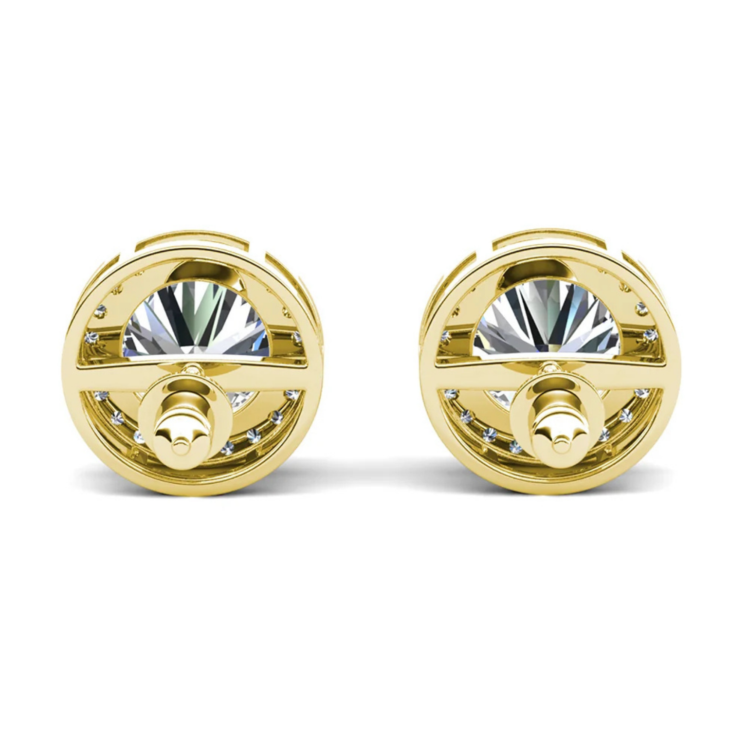 Ariel 18k White Gold Plated Halo Stud Earrings with Simulated Diamond Crystals
