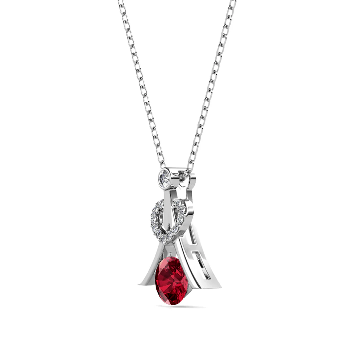 Serenity Birthstone 18k White Gold Plated Necklace with Round Cut Swarovski Crystals