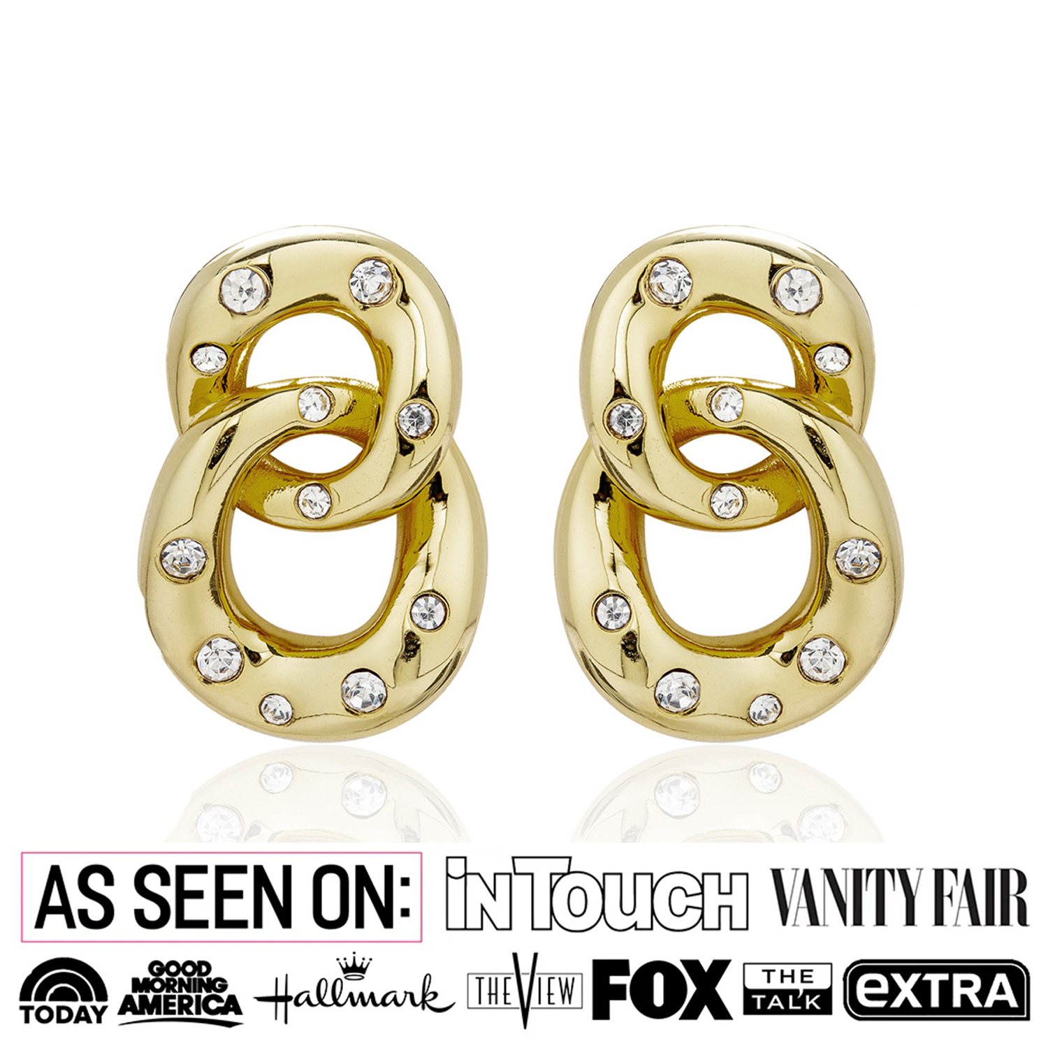 Bonnie 18k White Gold Double Link Chain Drop Earrings with Swarovski Crystals