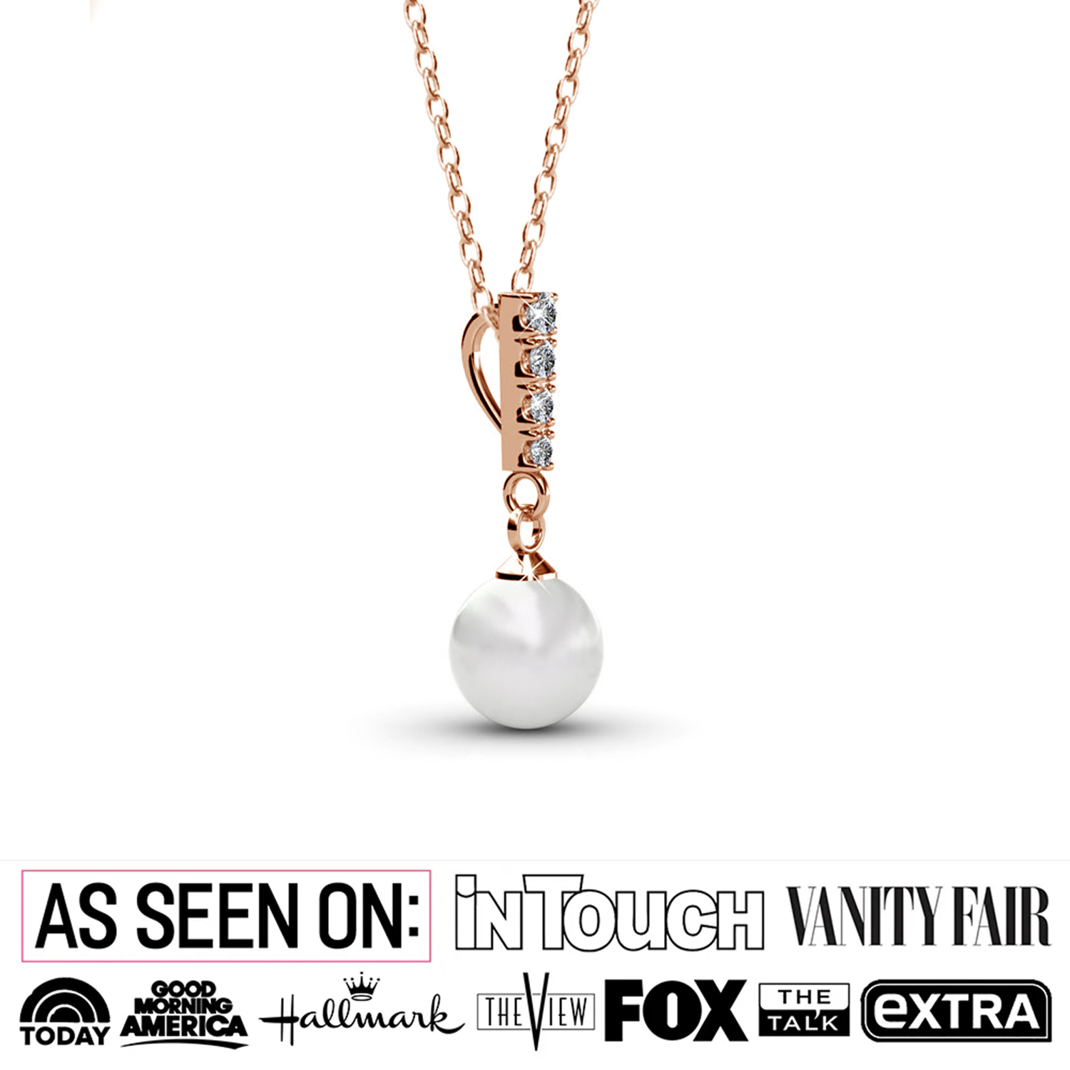 Gabrielle 18k White Gold Pearl Drop Pendant Necklace with Swarovski Crystals