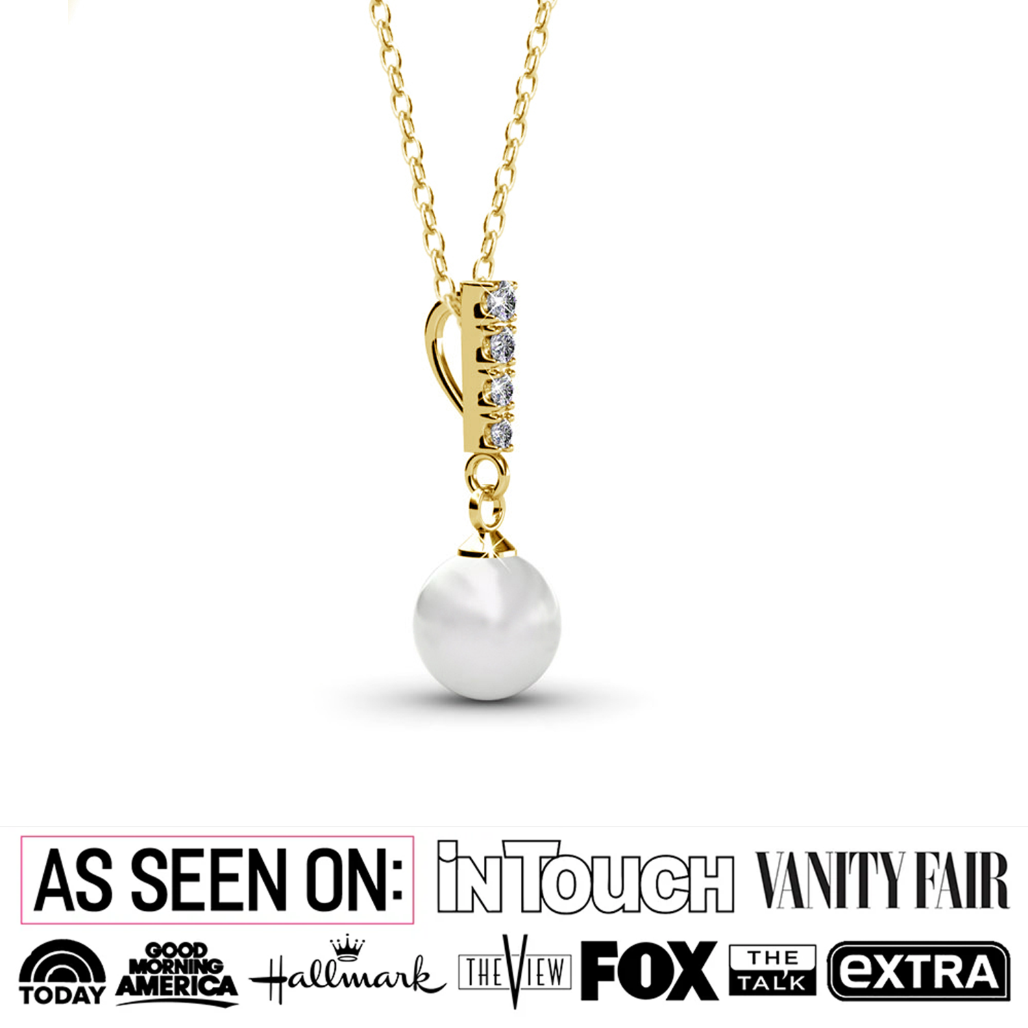 Gabrielle 18k White Gold Pearl Drop Pendant Necklace with Swarovski Crystals