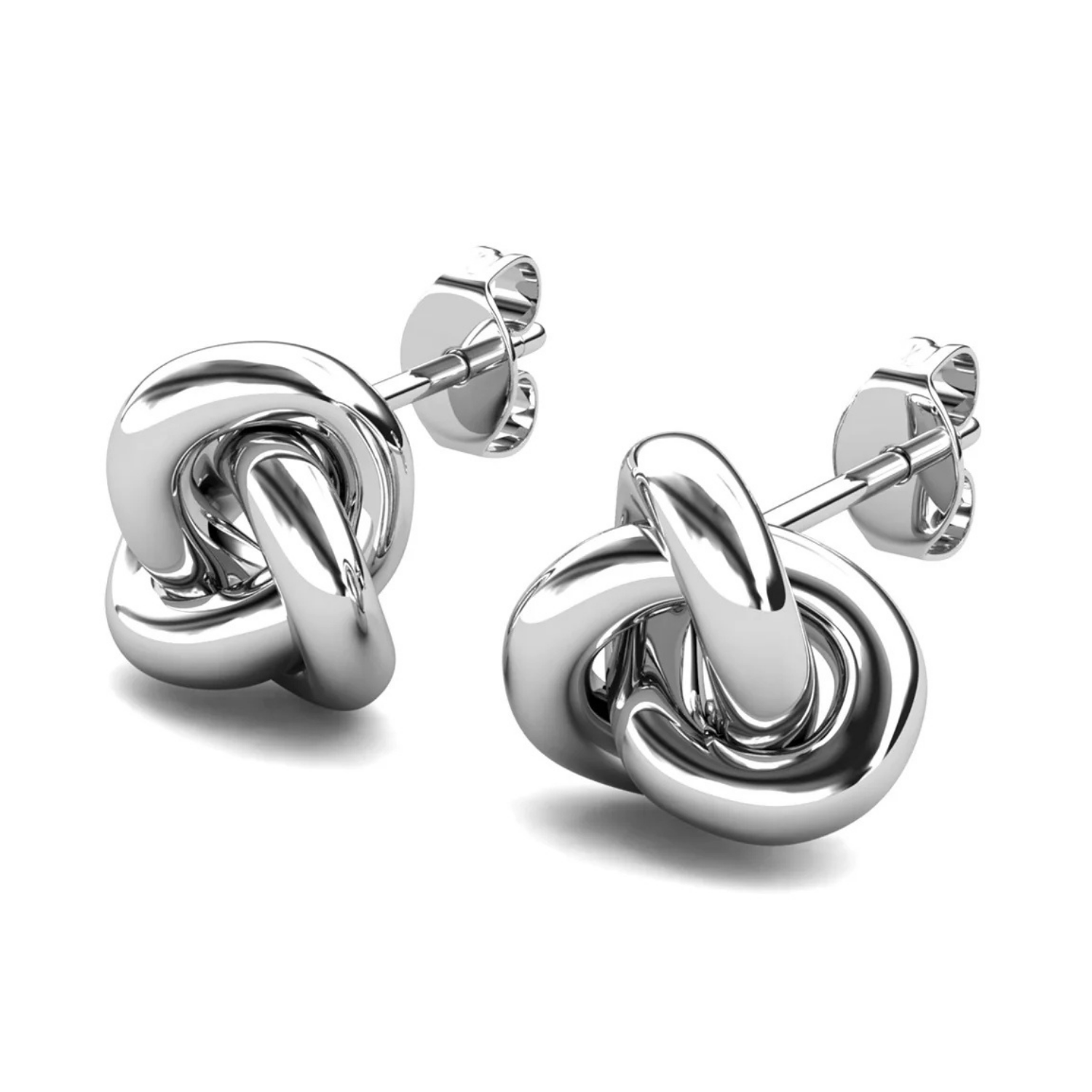 Ashley 18k White Gold Plated Knot Stud Earrings