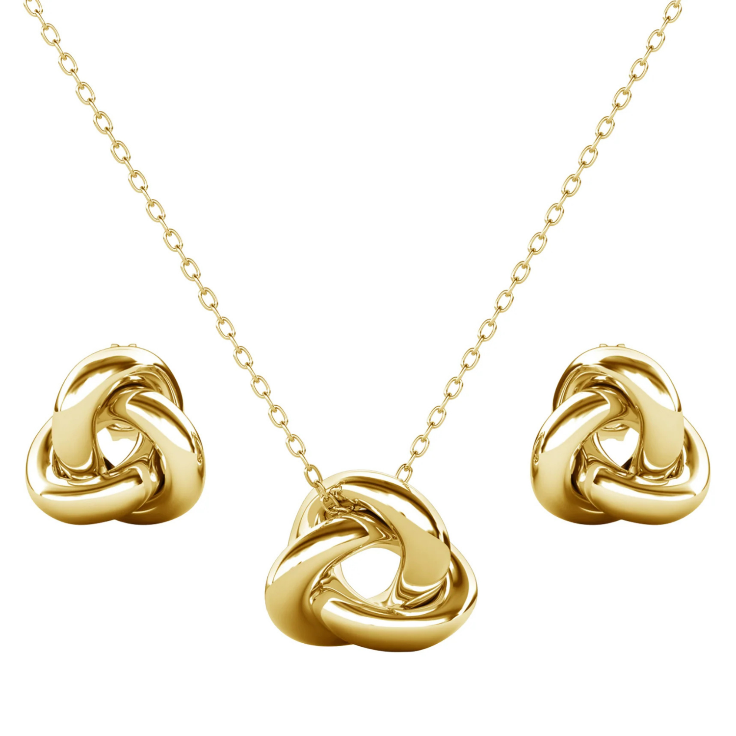 Ashley 18k White Gold Plated Knot Earrings and Necklace Jewelry Set