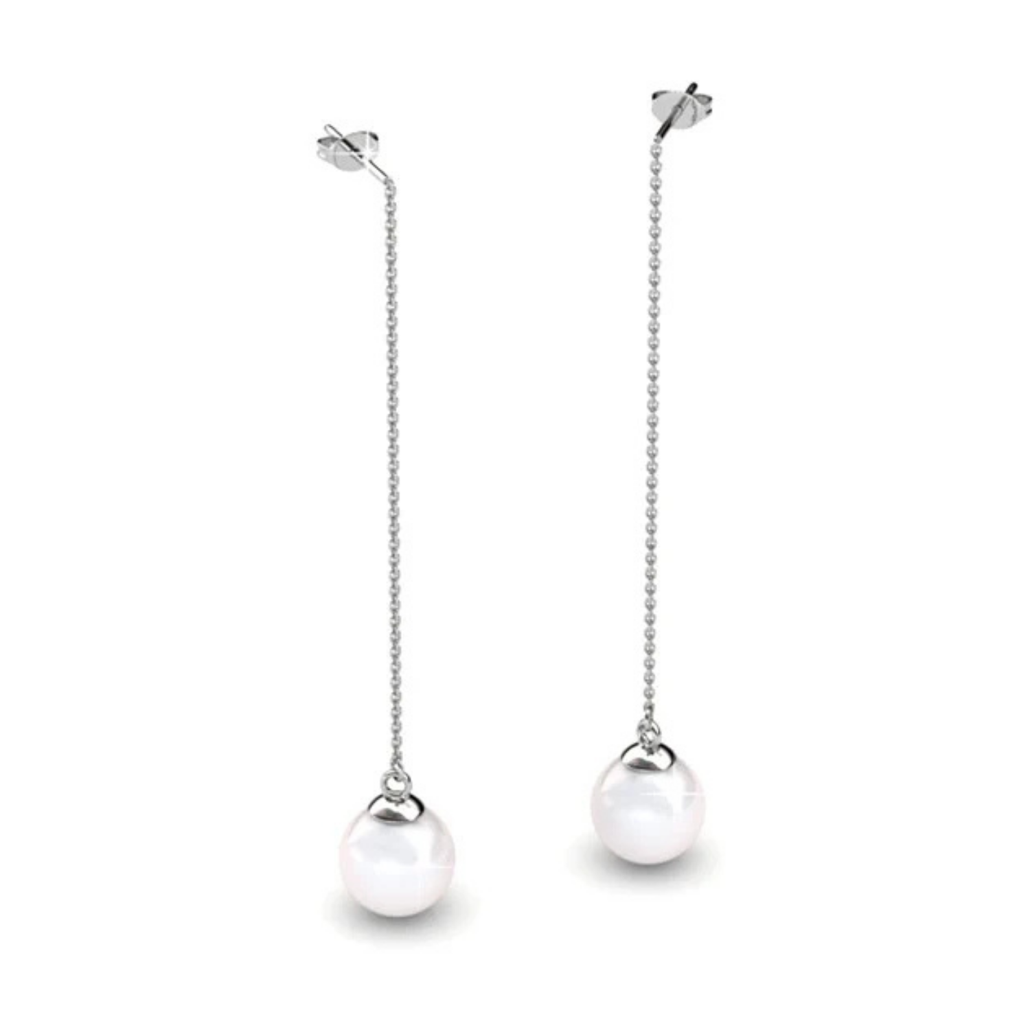 Aspen 18k White Gold Plated Dangle Earrings with Shell Pearls