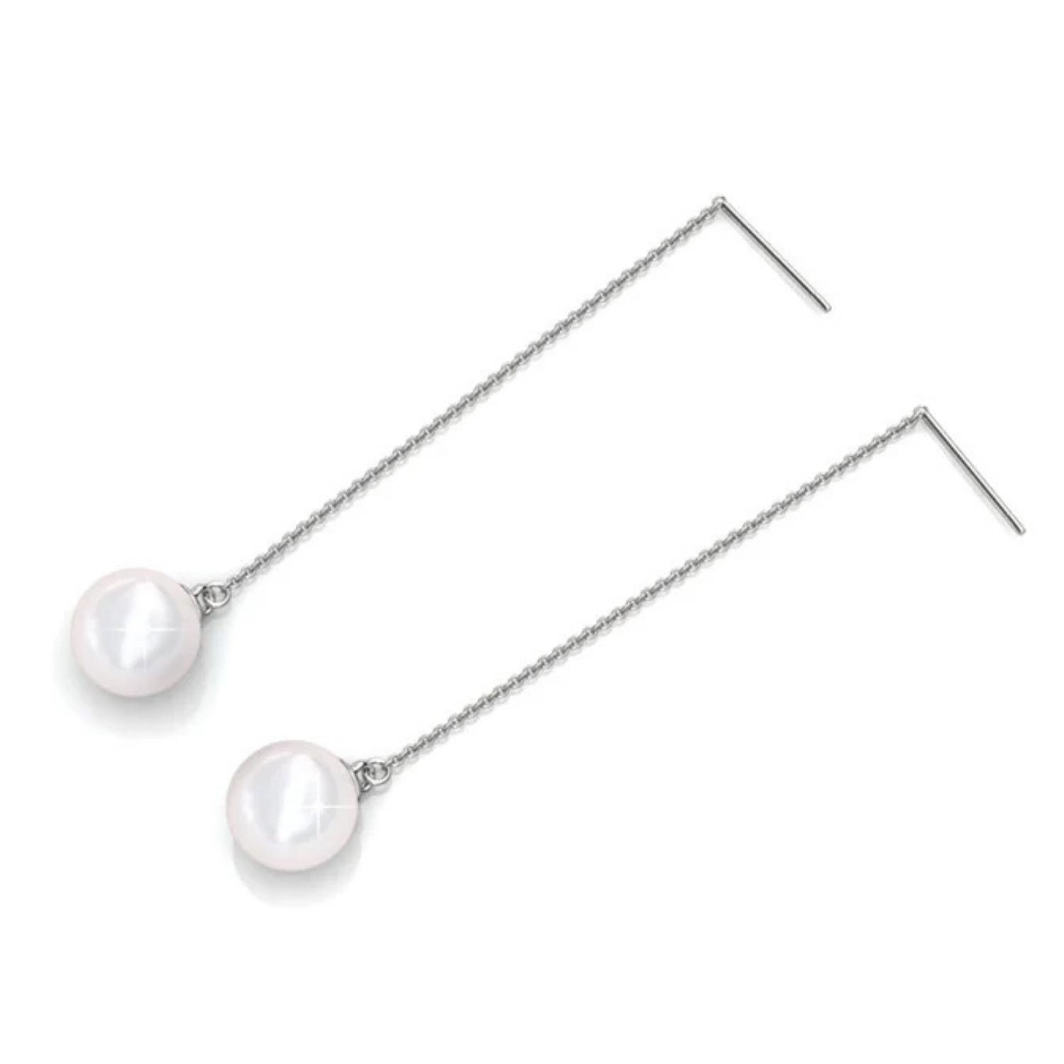 Aspen 18k White Gold Plated Dangle Earrings with Shell Pearls