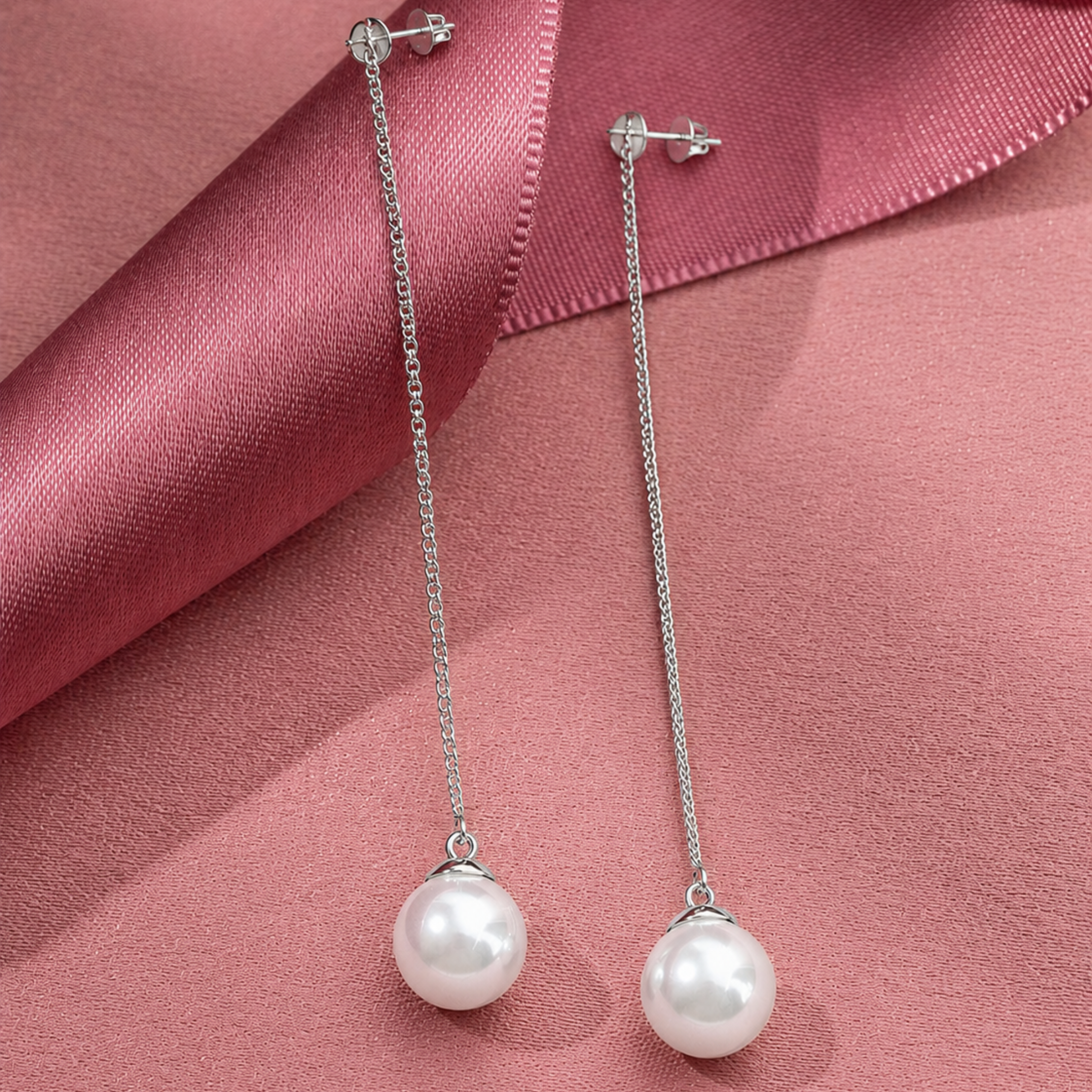 Aspen 18k White Gold Plated Dangle Earrings with Shell Pearls - FAB FAV